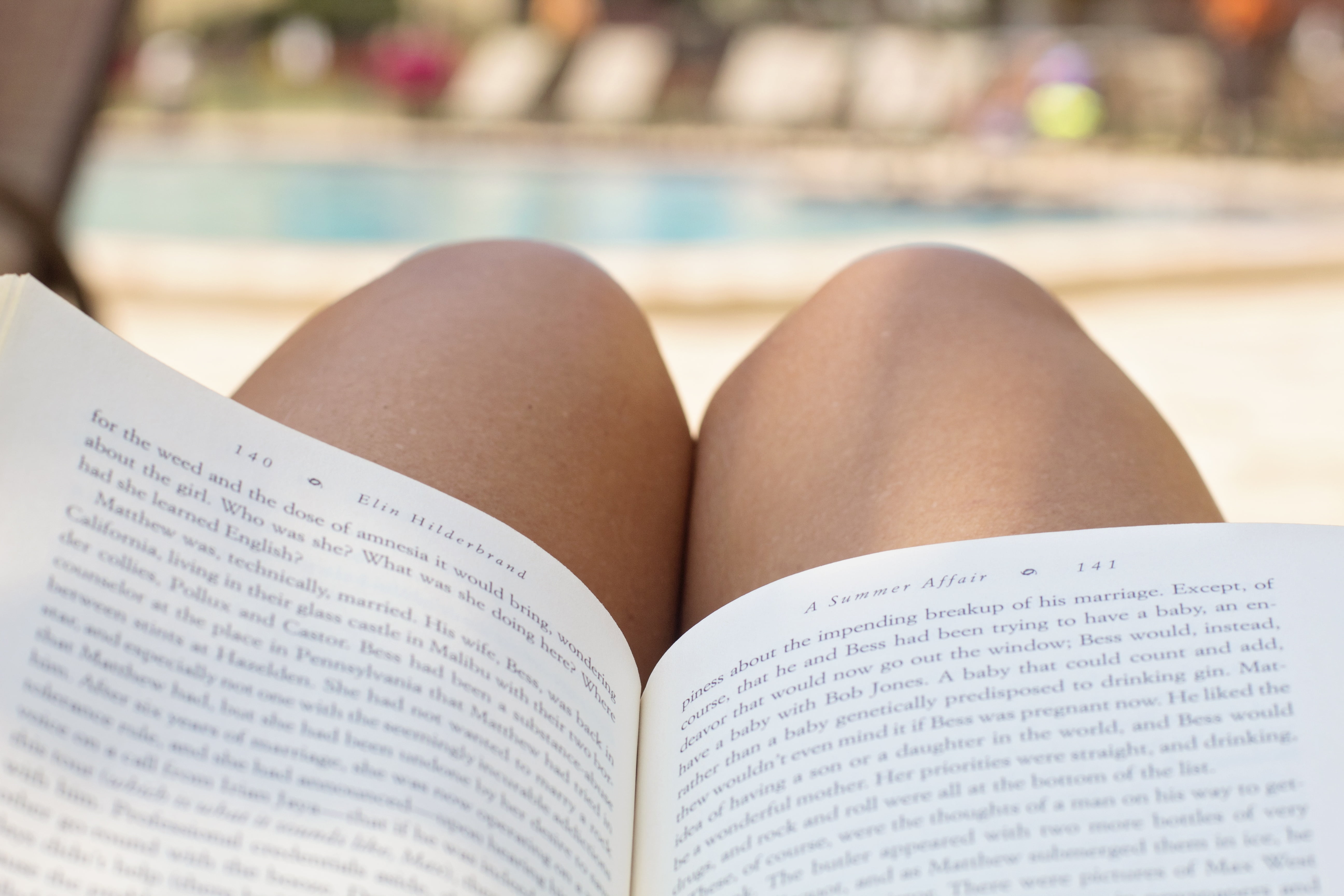 sunny, holiday, swimming, focus on foreground, vacation, relax, woman, close-up, limb, travel, human limb, day, body part, sun, literature, summer, poolside, HD Wallpaper
