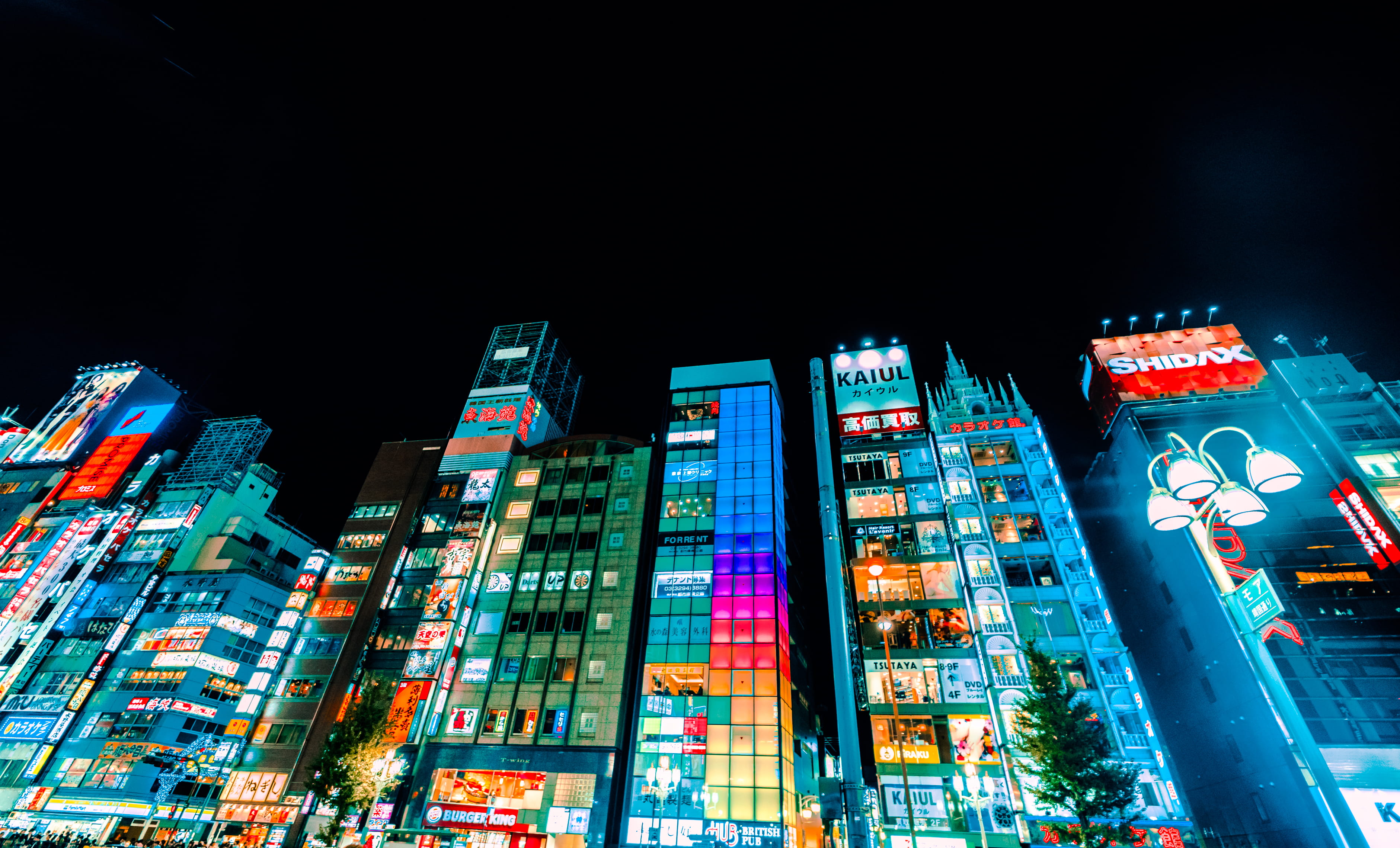 architecture, city life, 2K, metropolis, paper, outdoors, night, housing, no people, nightlife, advertisement, low, building exterior, photography, color, HD Wallpaper