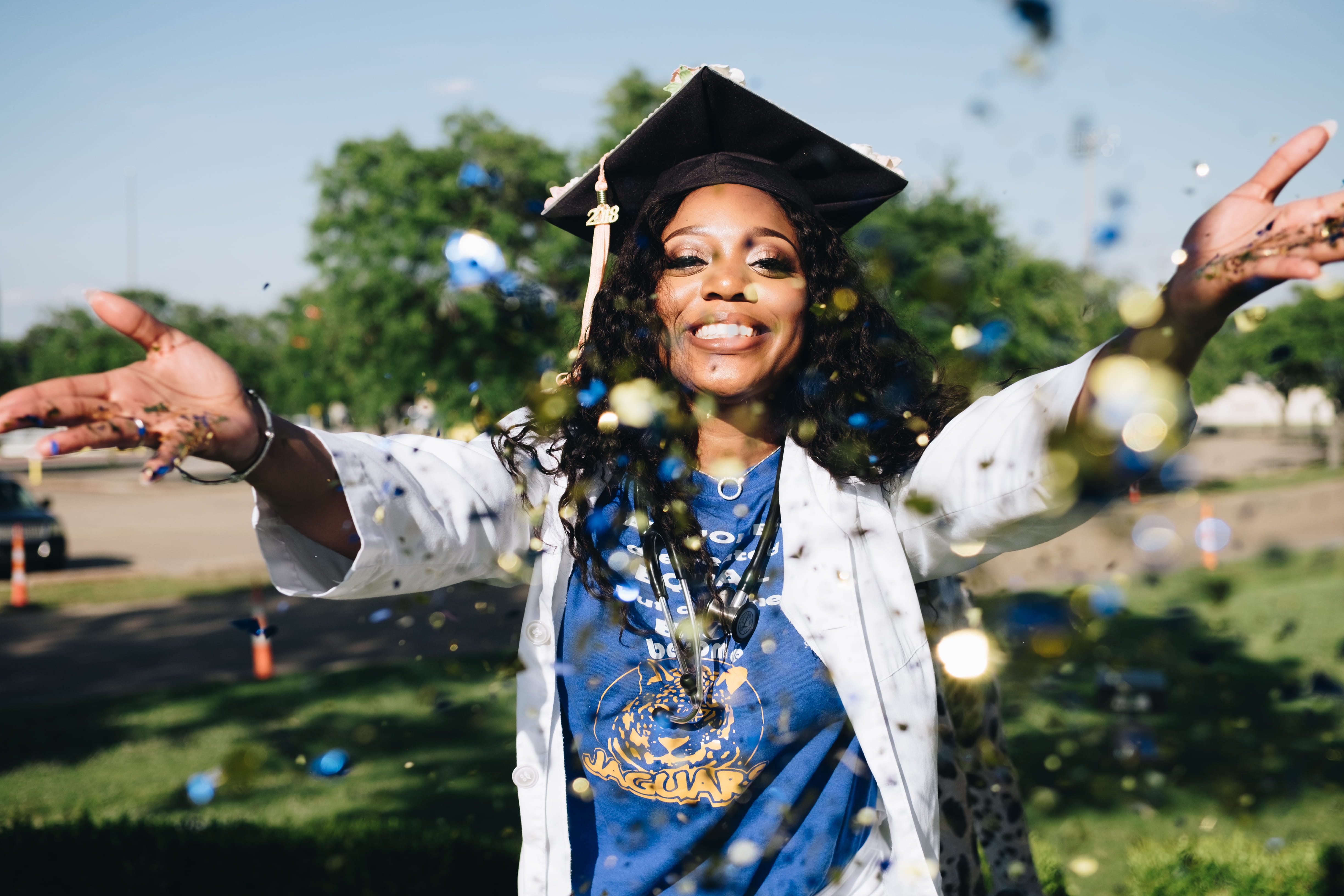 girl, smiling, one person, achievement, cheerful, leisure activity, sunlight, woman, portrait, graduation, wear, outdoors, emotion, throwing, standing, HD Wallpaper