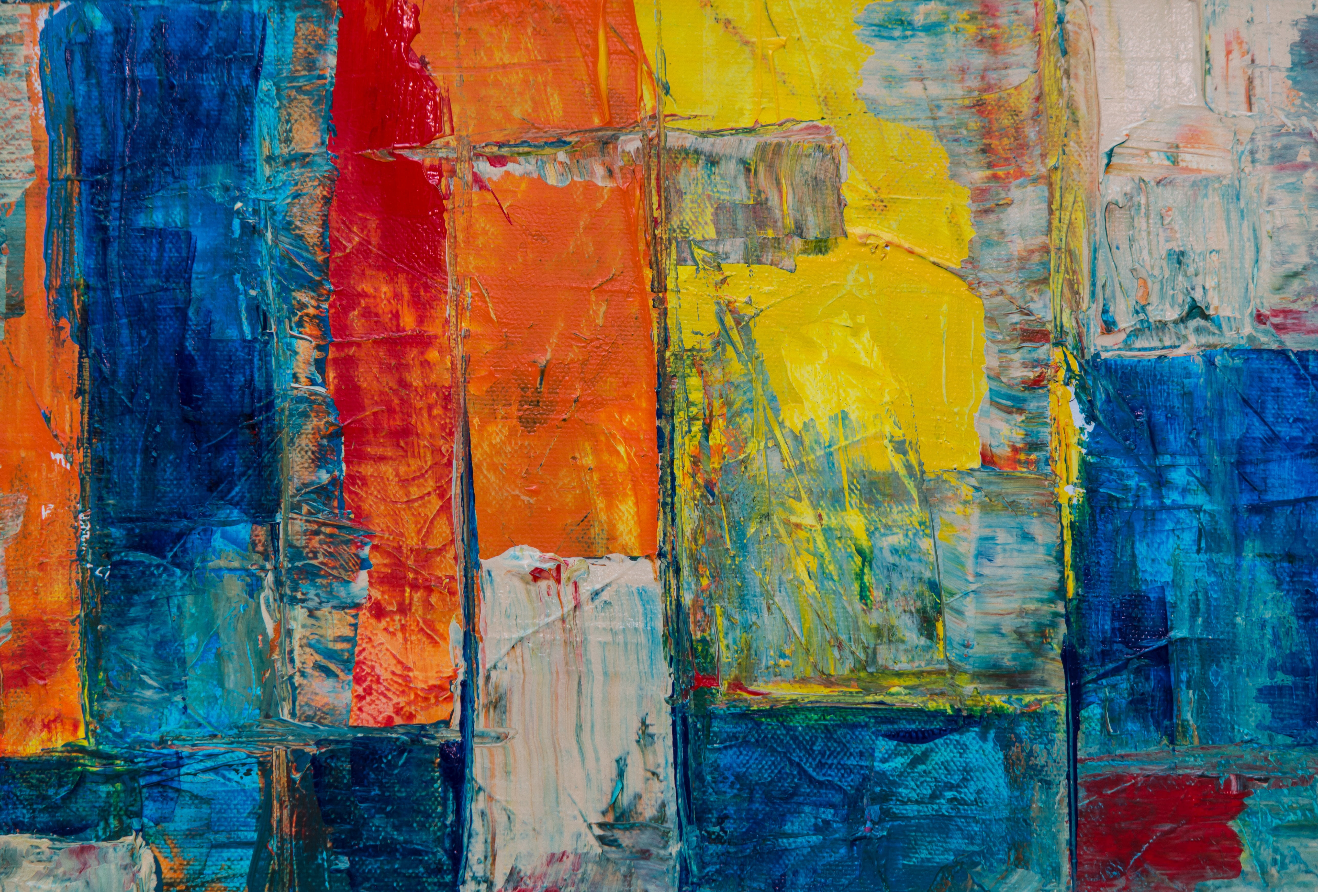 irregularities, built structure, paint, stains, surface, blue, weathered, wall - building feature, architecture, vibrant color, art and craft, oil painting, HD Wallpaper