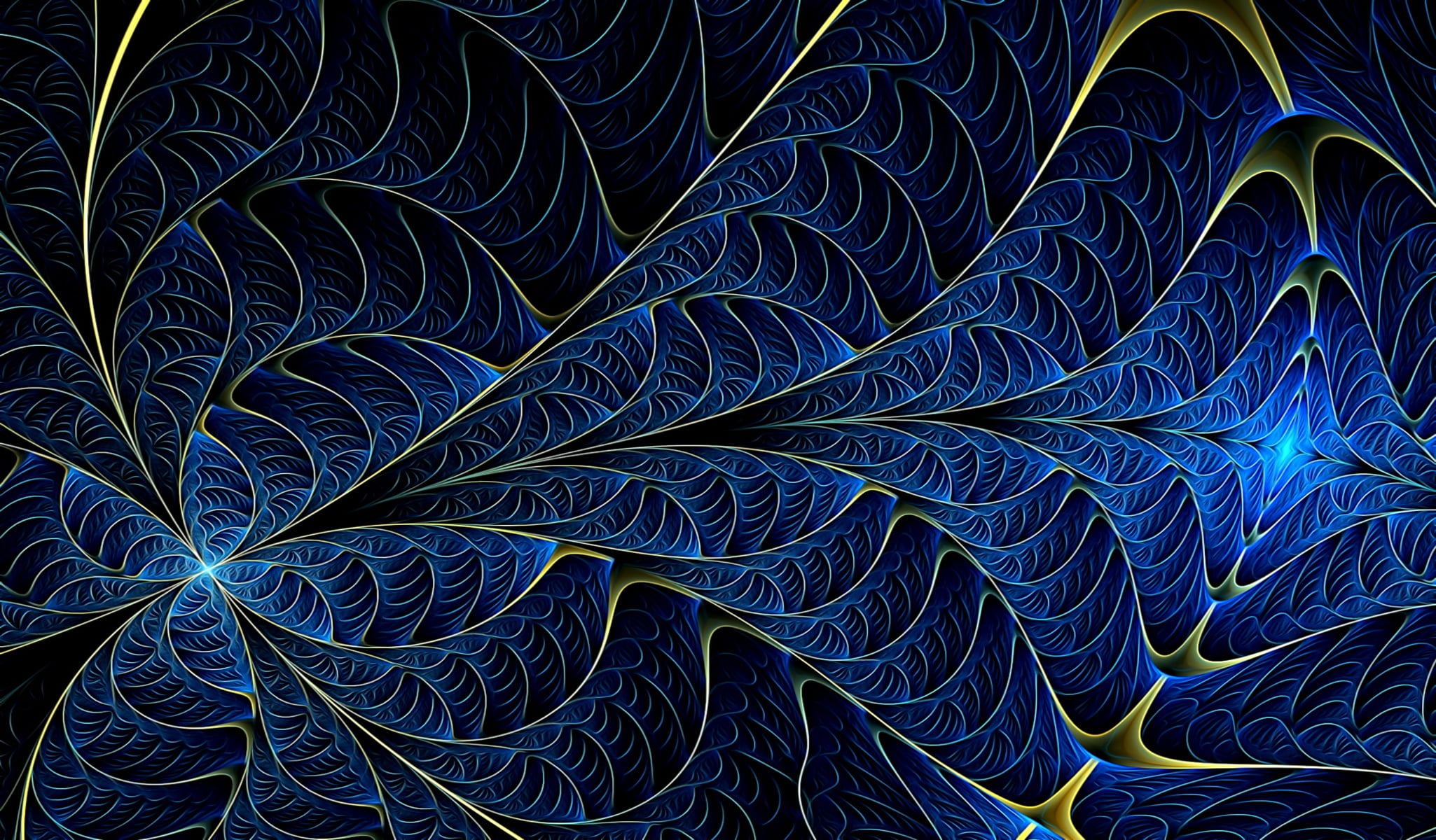 blue fantasy, curves, wave, screensaver on your desktop, abstraction, background, fractals, acrylic paint, line, figure, 1080P, HD Wallpaper