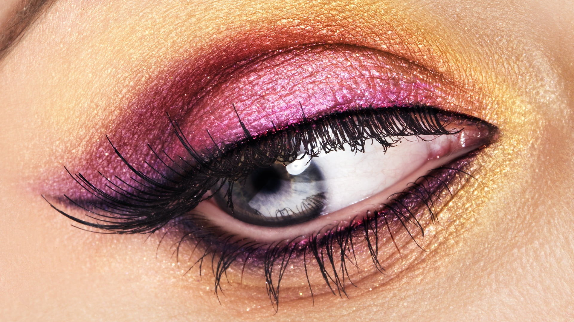 iris - Eye, blue, close-up, makeup, eyebrow, 1080P, glamour, eye, females, beautiful woman, body part, extreme close-up, women, macro, color Image, caucasian Ethnicity, HD Wallpaper