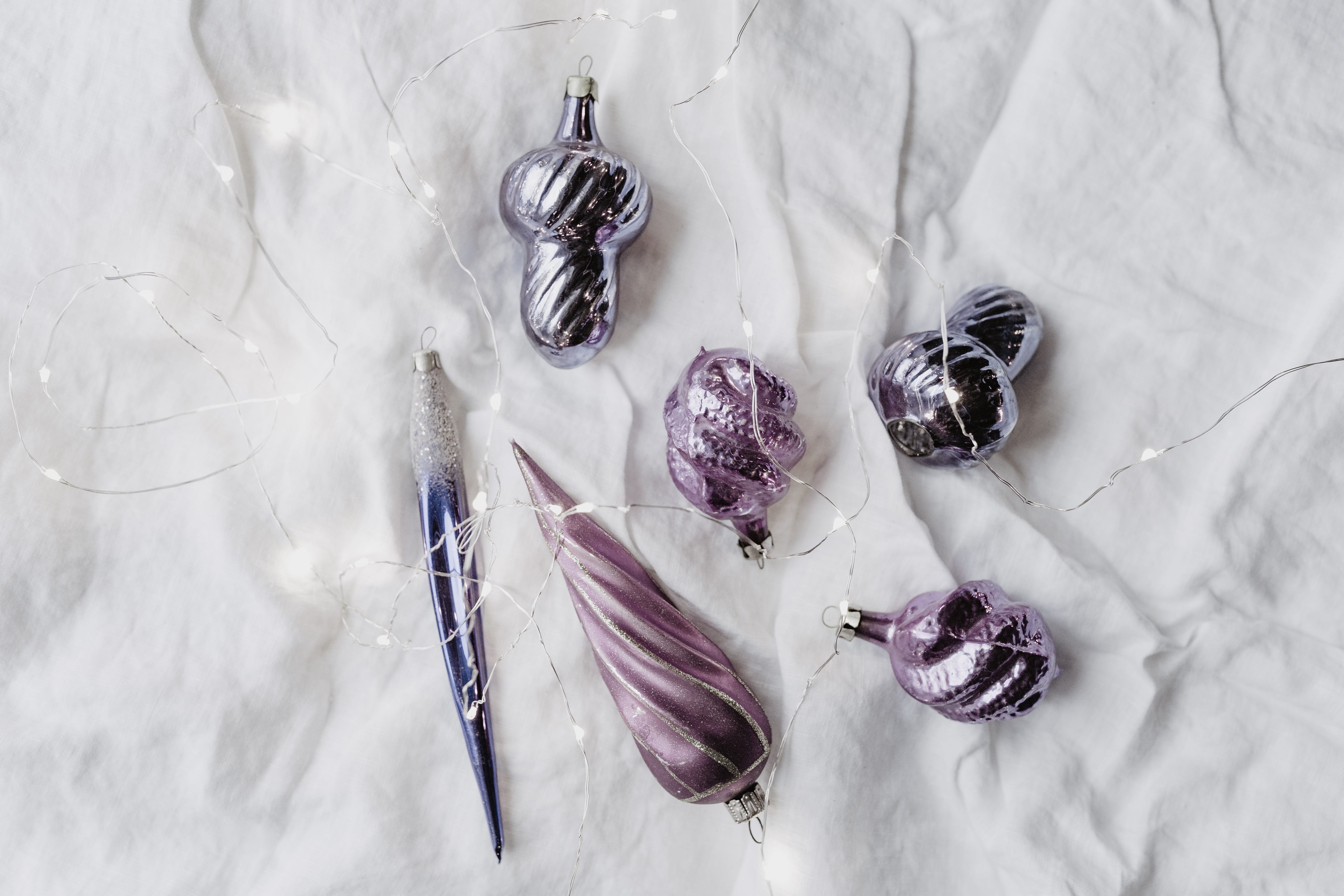 christmas, high angle view, textile, clean, violet, indoors, jewelry, purple, ultra, 5K, group of objects, silver colored, ultra violet, large group of objects, HD Wallpaper