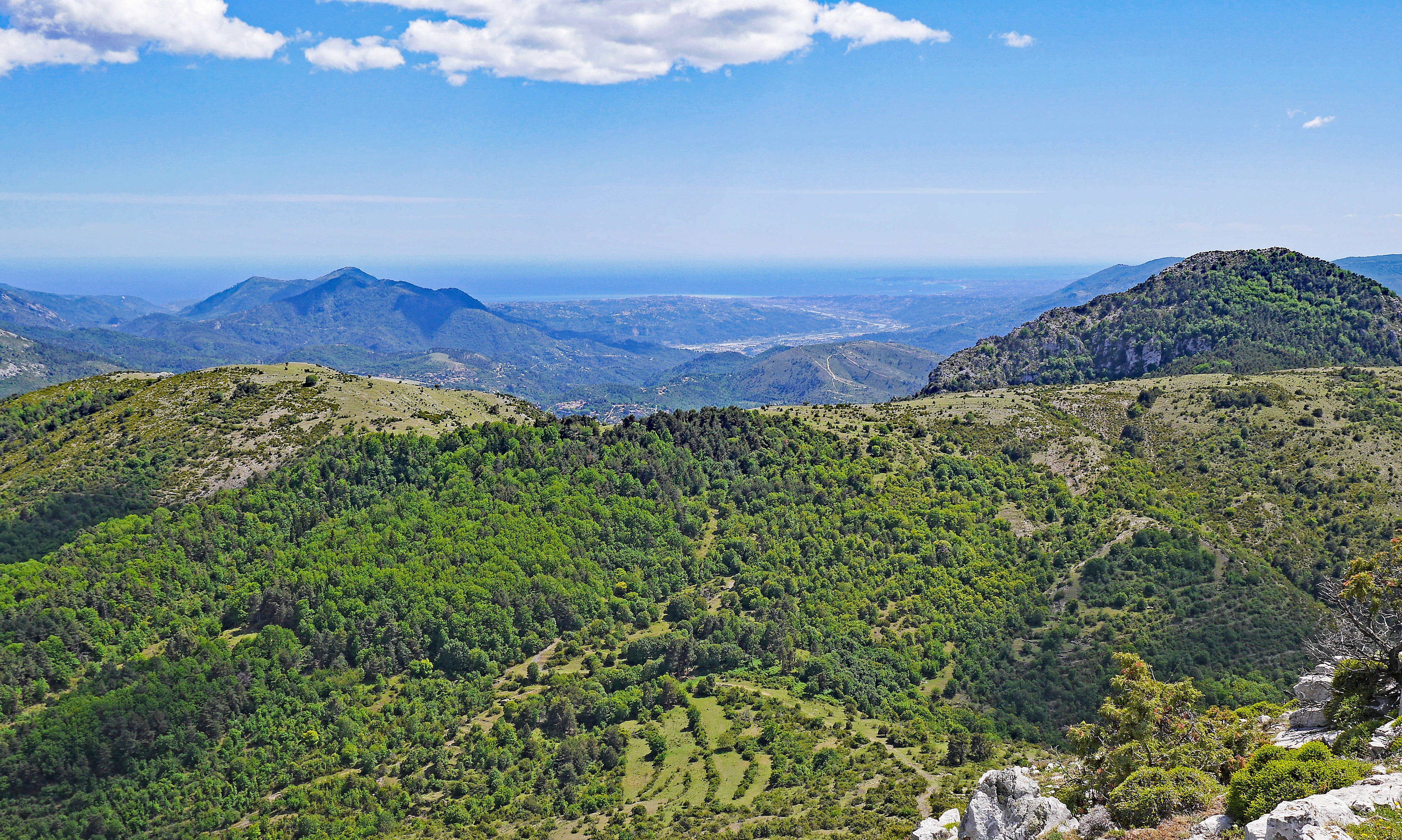 mediterranean, mouth, maritime alps, no people, plant, hills, tranquility, mountain, tree, mountain peak, mountain range, nice, aerial, view to the south, HD Wallpaper