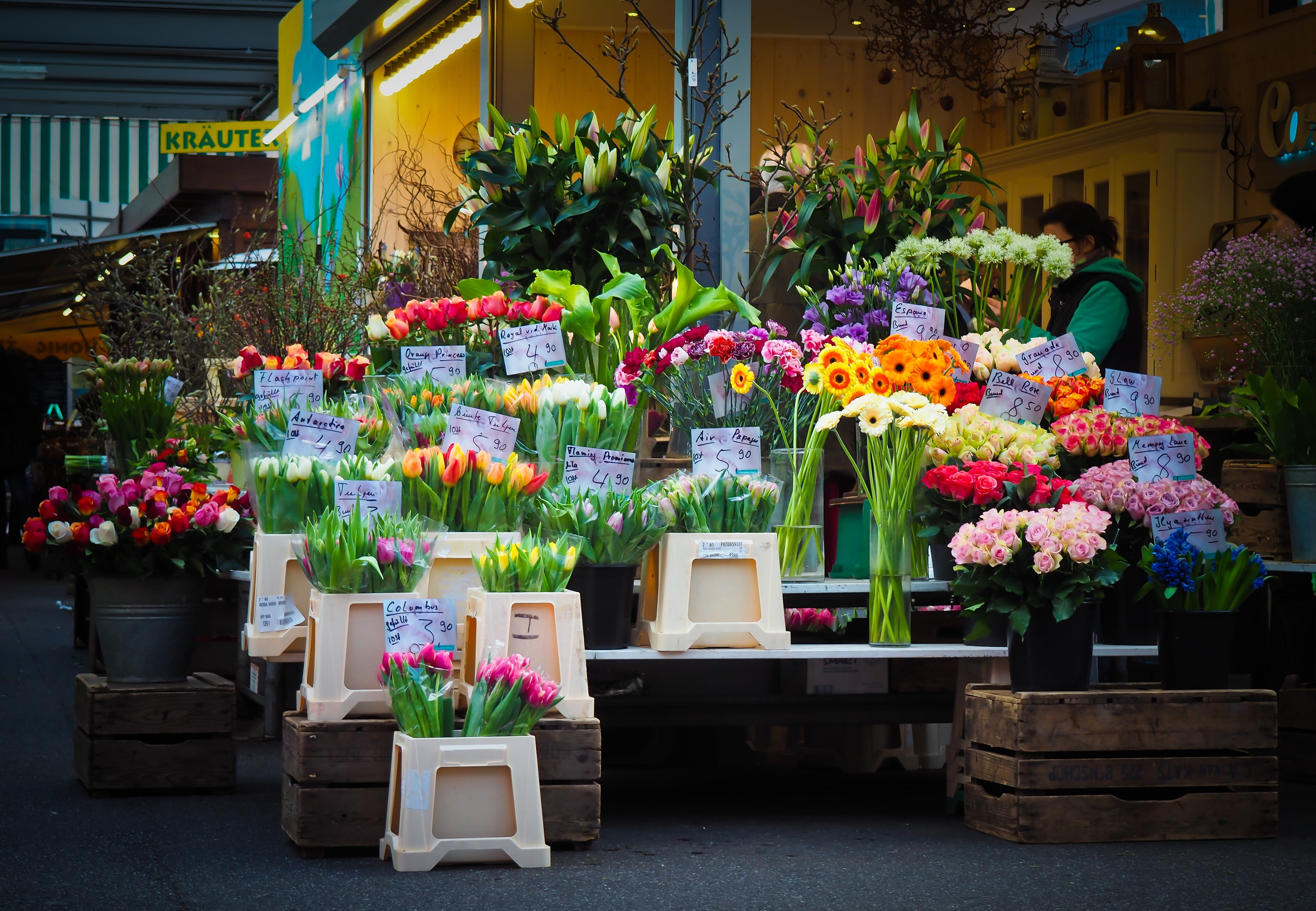 potted plant, florist, vulnerability, arrangement, farmers local market, rack, cut flowers, plant, flower market, outdoors, flowers was, market stall, business, HD Wallpaper