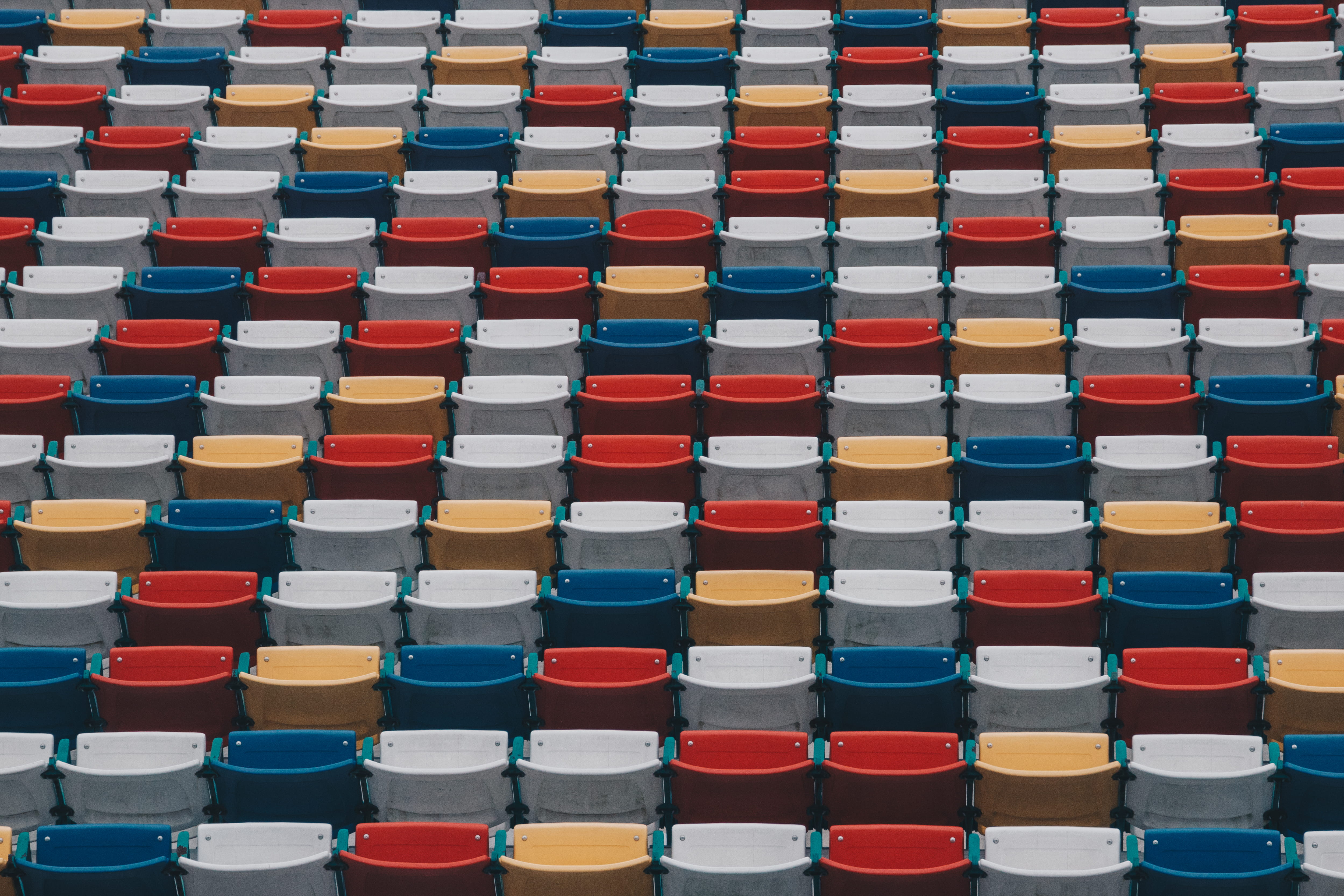 flooring, 4K, tile, united states, backgrounds, container, blue, stadium, in a row, charlotte motor speedway, indoors, multi colored, concord, no people, HD Wallpaper
