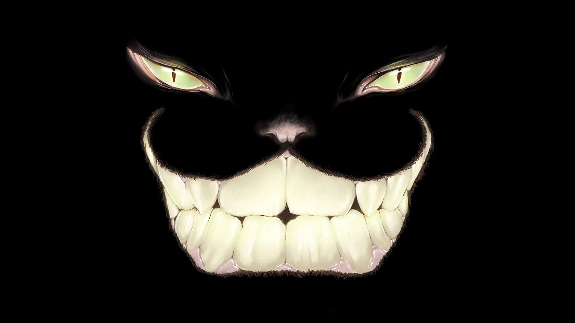 artwork, minimalism, 1080P, Cheshire Cat, HD Wallpaper