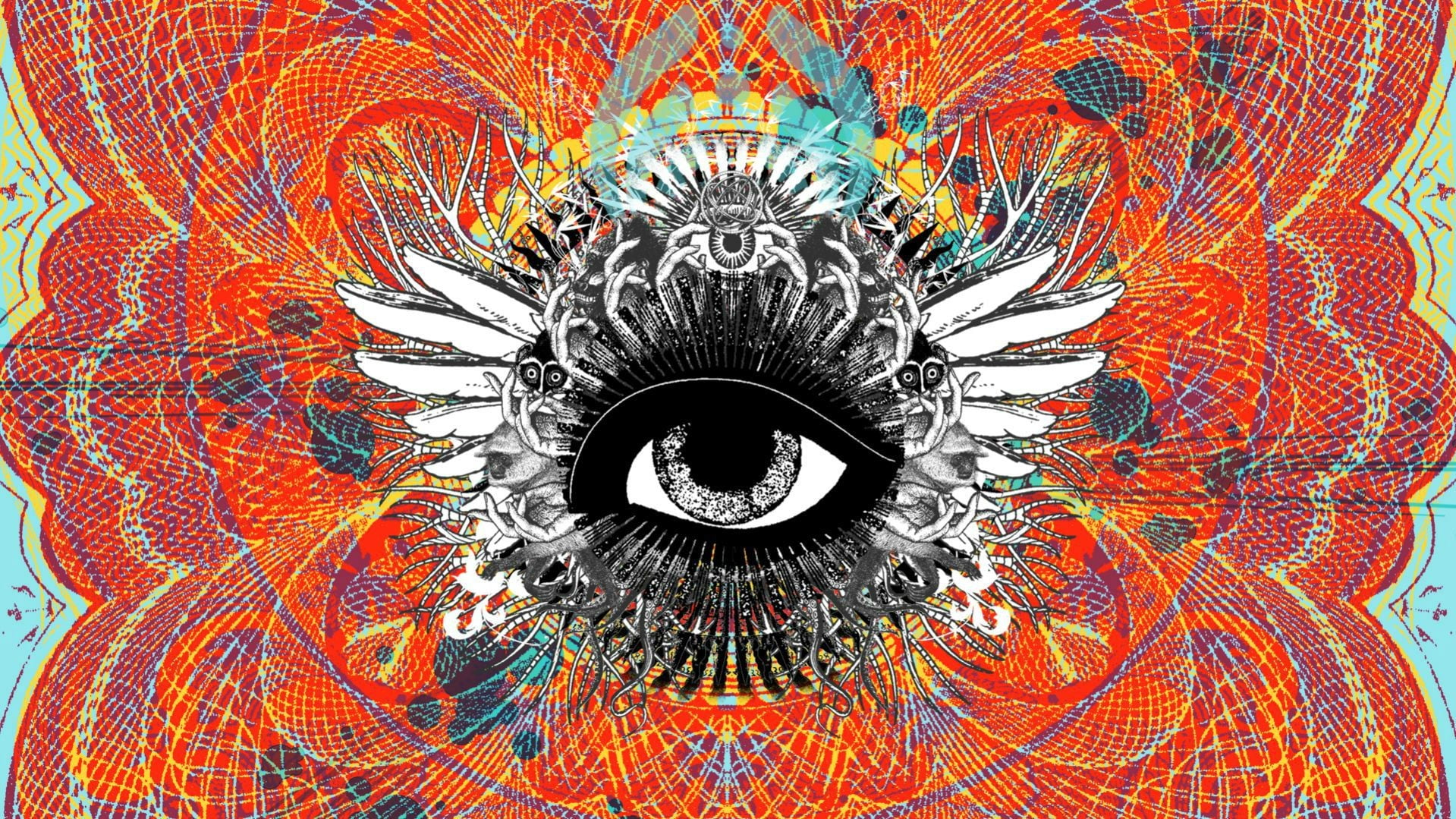 full frame, Bassnectar, circle, eyeball, surreal, creativity, pattern, indoors, iris - eye, eye, geometric shape, digital composite, illustration, no people, HD Wallpaper