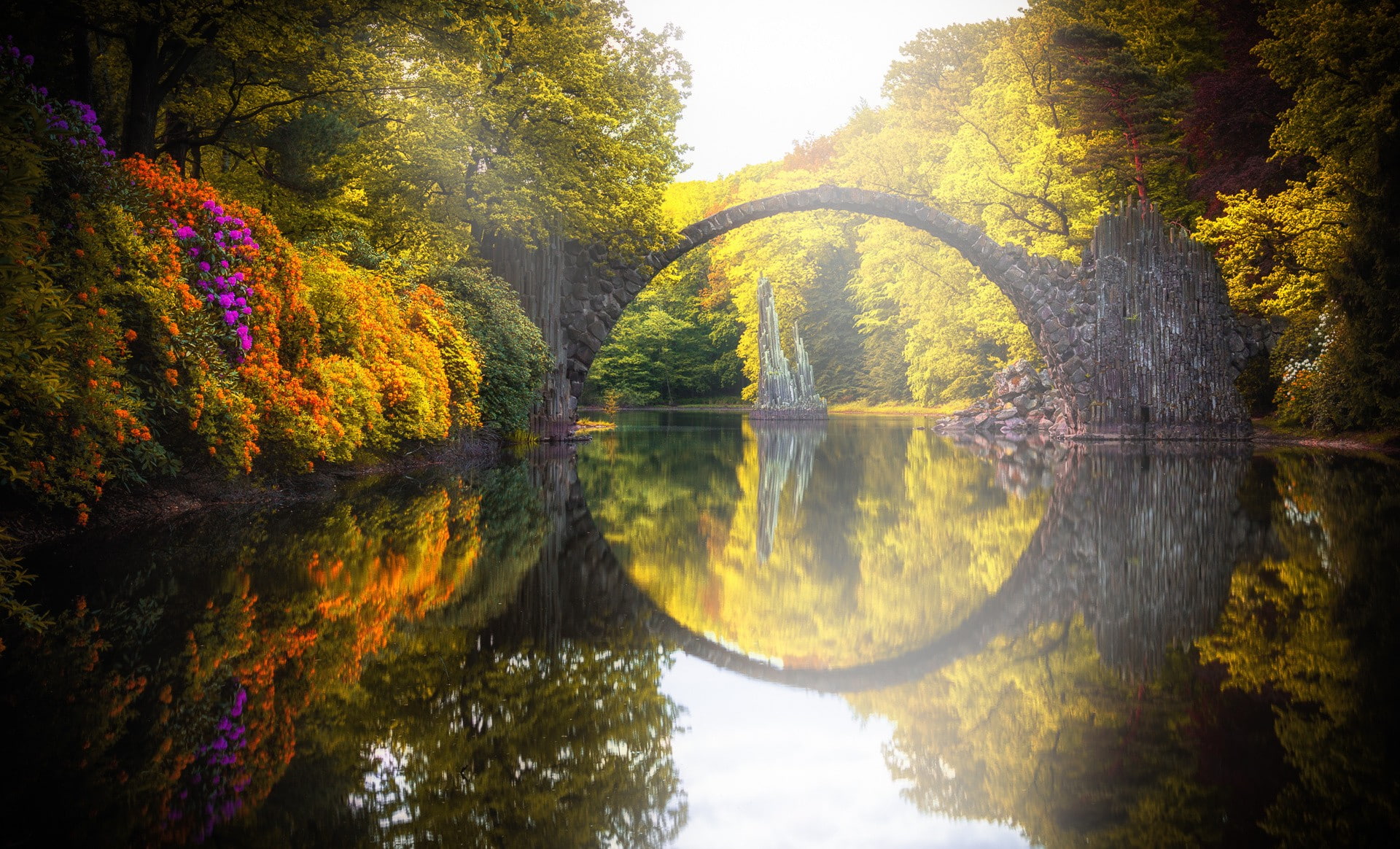 landscape, fall, trees, 1080P, Germany, water, Gablenz, HD Wallpaper