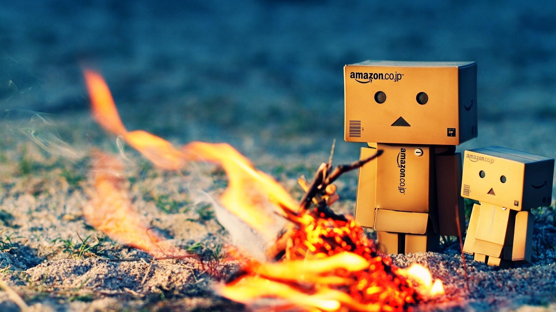 robot, flame, 1080P, fire, bonfire, red, glowing, cardboard robots, environment, yellow, outdoors, nature, motion, food and drink, burning, heat - Temperature, HD Wallpaper