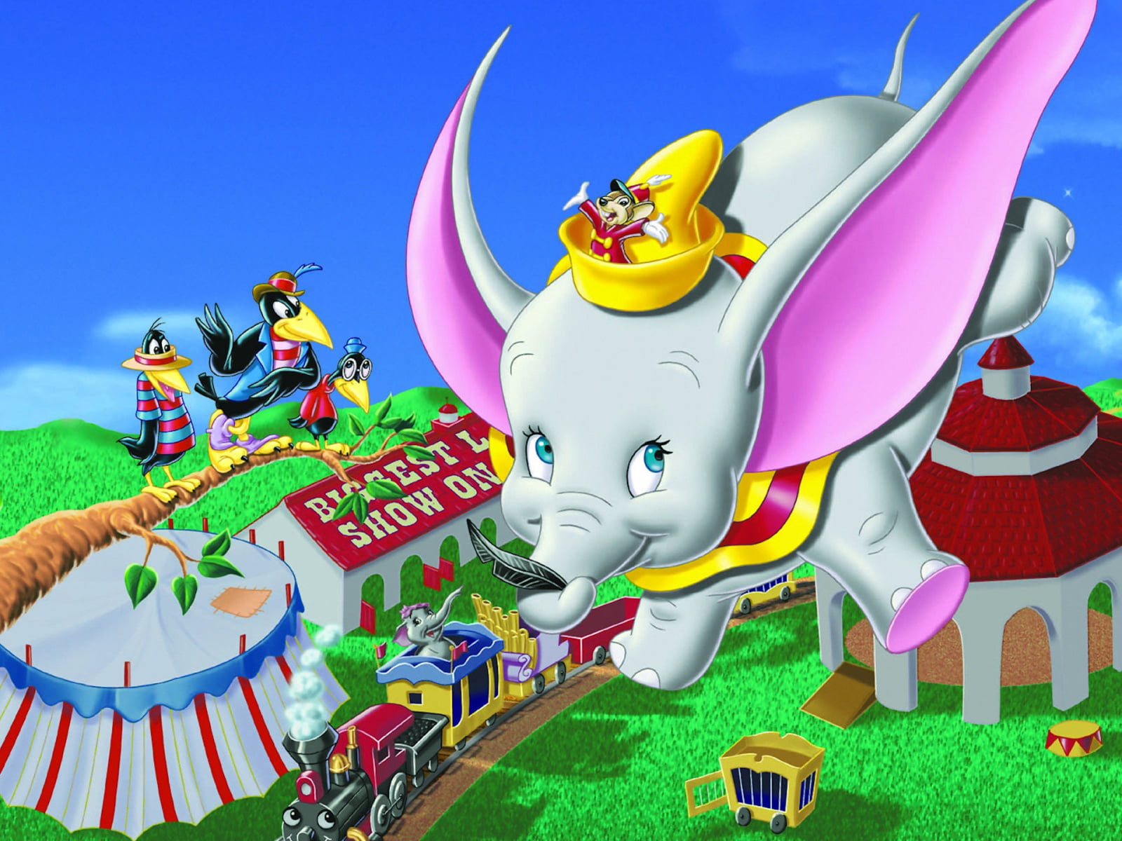 cartoon, outdoors, disney, dumbo, blue, nature, day, no people, art and craft, representation, built structure, human representation, sky, creativity, HD Wallpaper