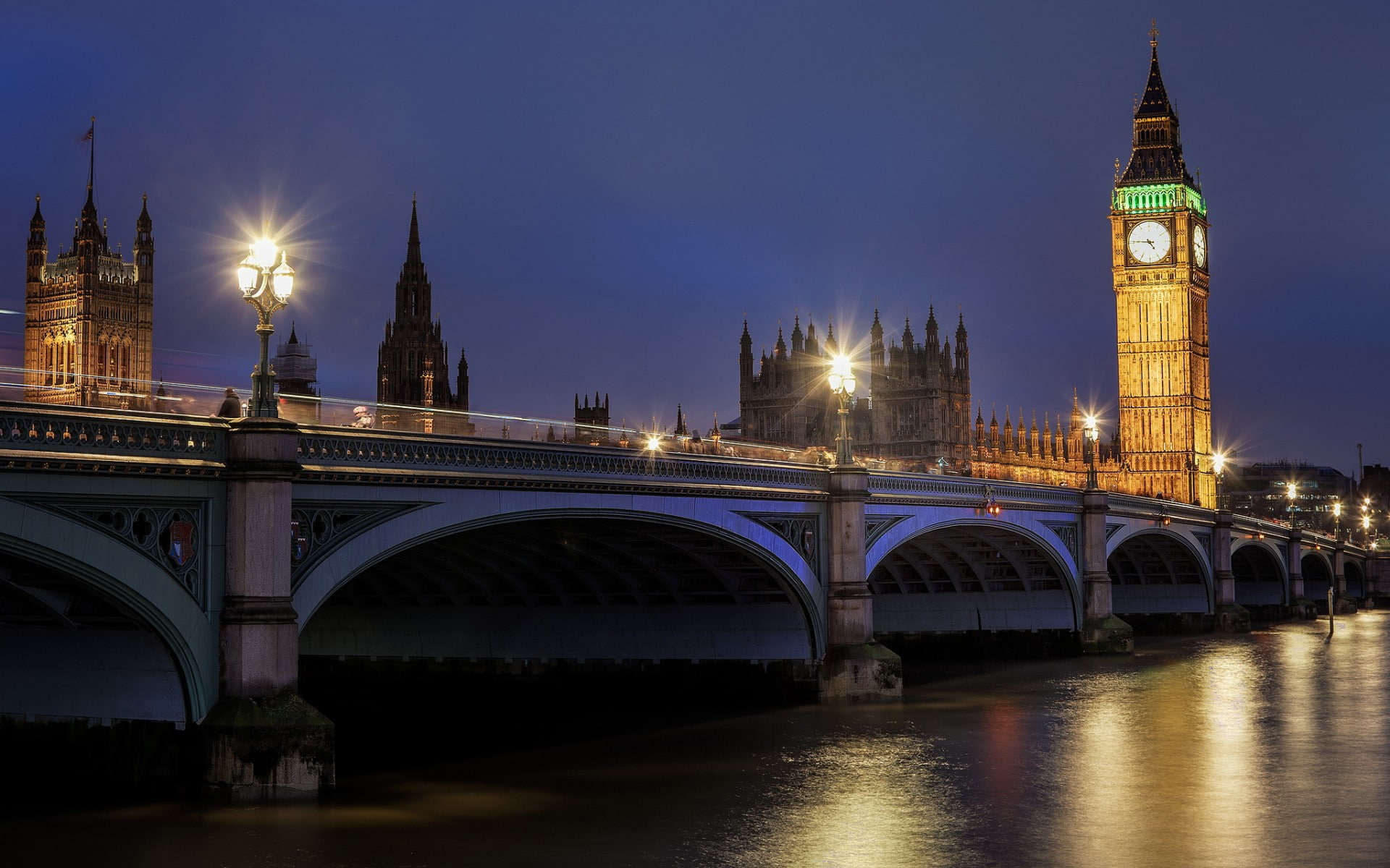 1080P, night, clock tower, connection, sky, London, government, illuminated, River Thames, bridge, travel destinations, tower, Big Ben, river, no people, HD Wallpaper