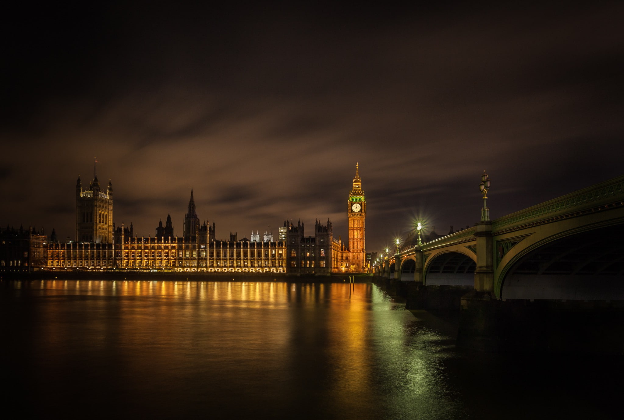 thames, Thames bridge, lights, Night, 1080P, London, Westminster, bridge, HD Wallpaper