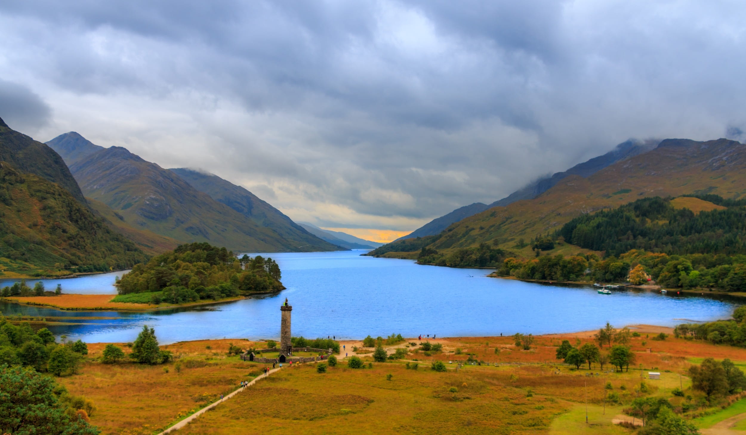 scenics - nature, cloud - sky, outdoors, range, within, daytime, sky, 1080P, water, no people, Nature, lakes, Loch, landscape, mountain, tranquility, glenfinnan, HD Wallpaper