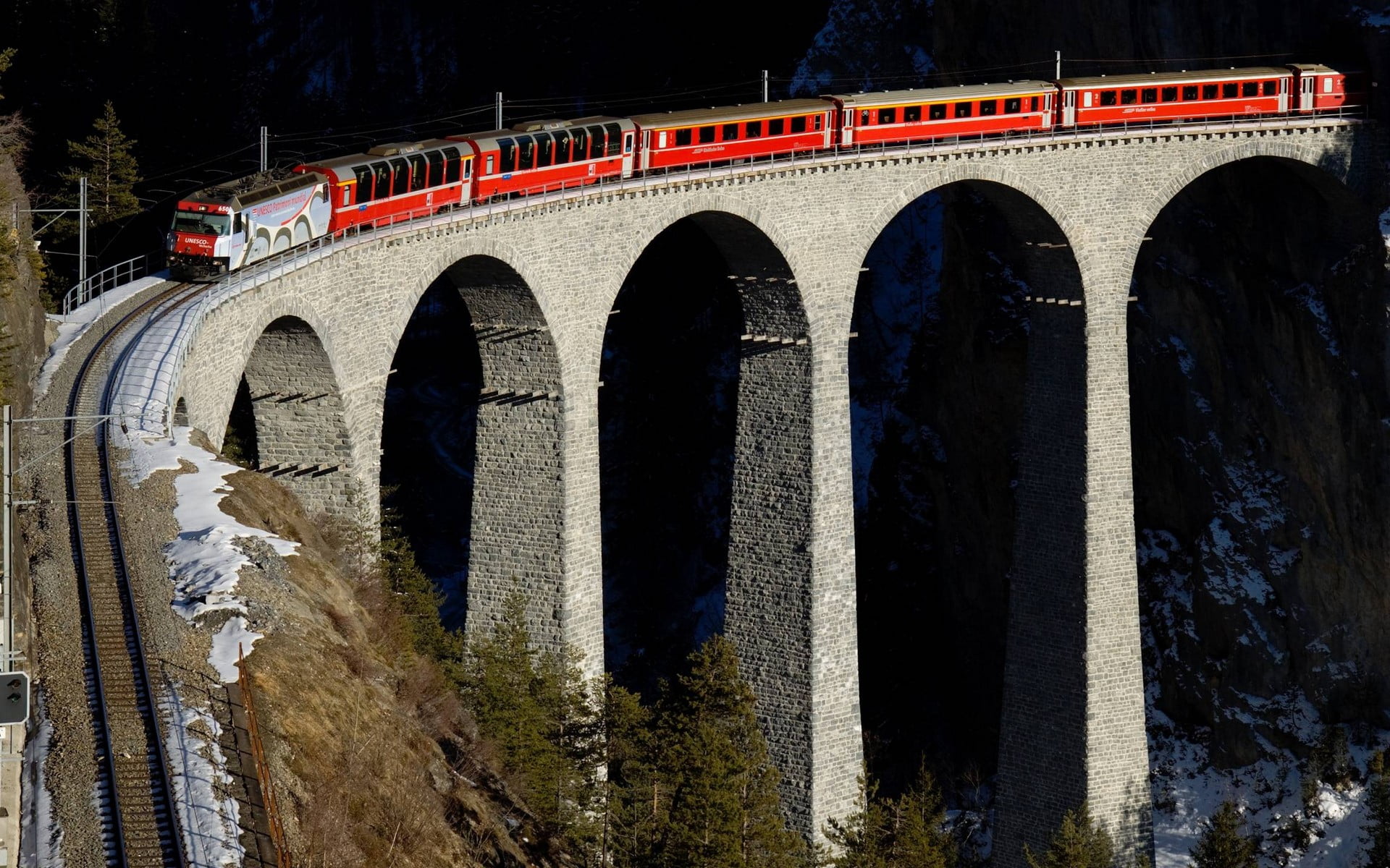 river, connection, black, no people, arch, the past, bridge - man made structure, electric locomotives, train, nature, 1080P, architecture, land vehicle, HD Wallpaper