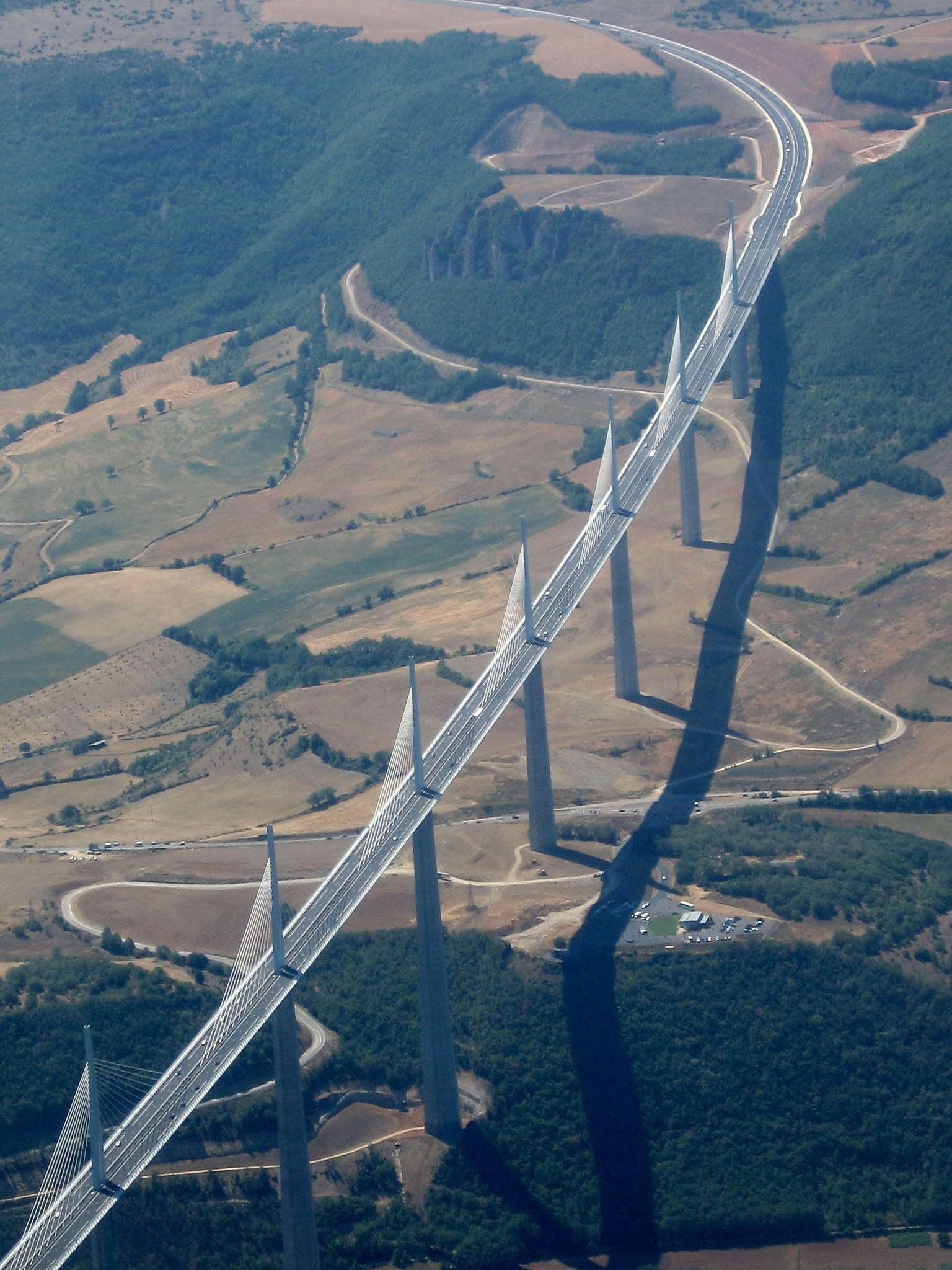 1080P, france, scenics - nature, outdoors, landscape, millau, non-urban scene, tranquil scene, highway, shadow, sunlight, plane view, high angle view, Phone HD Wallpaper