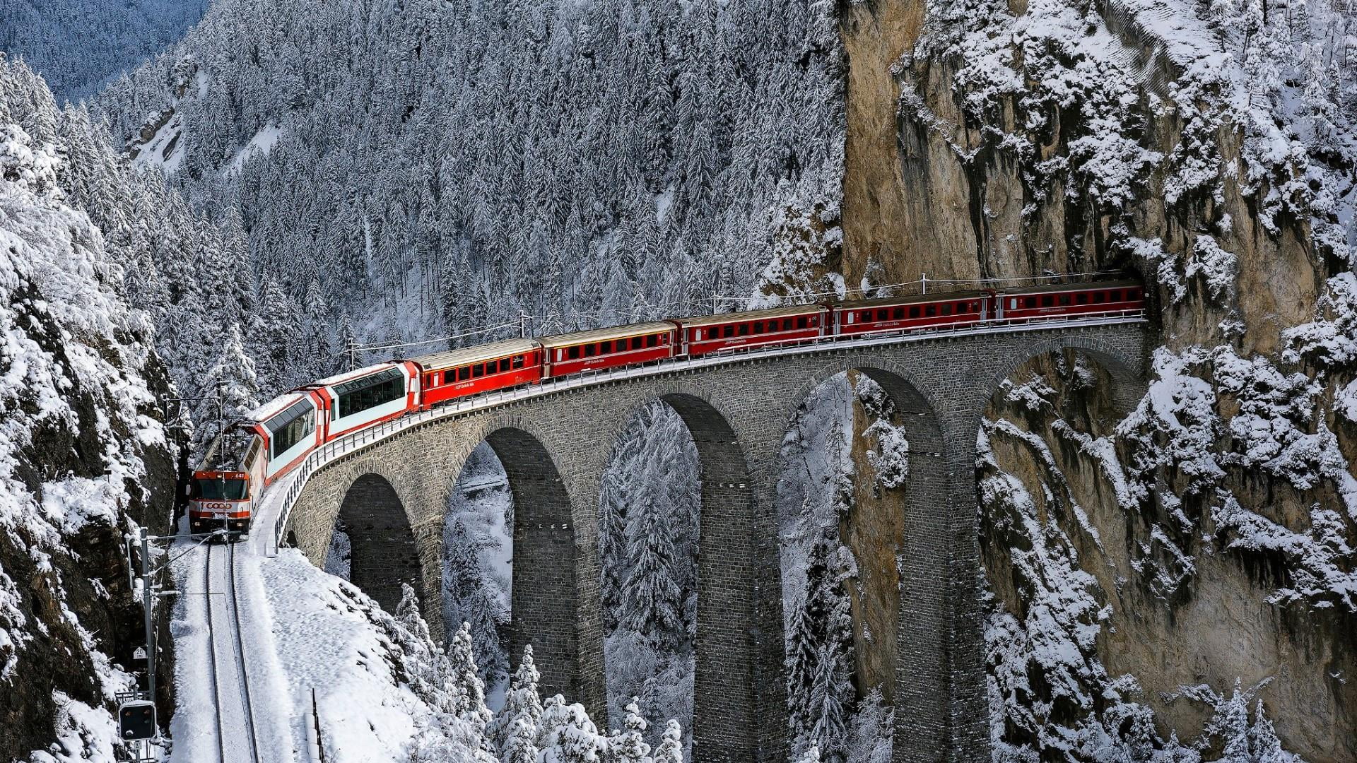 plant, bridge, mode of transportation, viaduct, outdoors, arch bridge, day, snow, cold temperature, no people, frozen, built structure, rail, nature, architecture, HD Wallpaper
