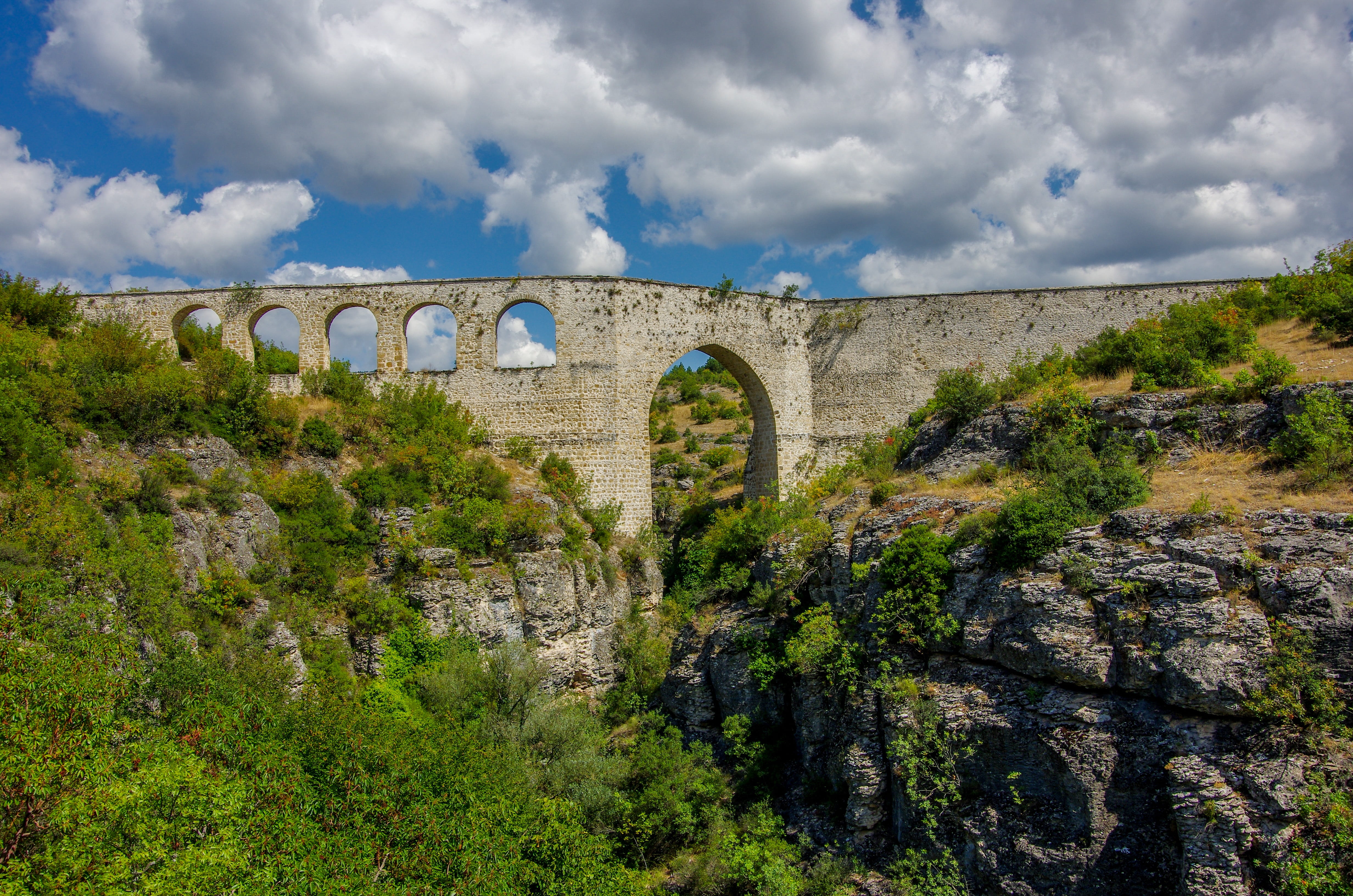 cloud - sky, kemer, landscape, incekaya aqueduct, karabük, historical works, history, water, safranbolu, outdoors, the gate, date, bridge - man made structure, HD Wallpaper