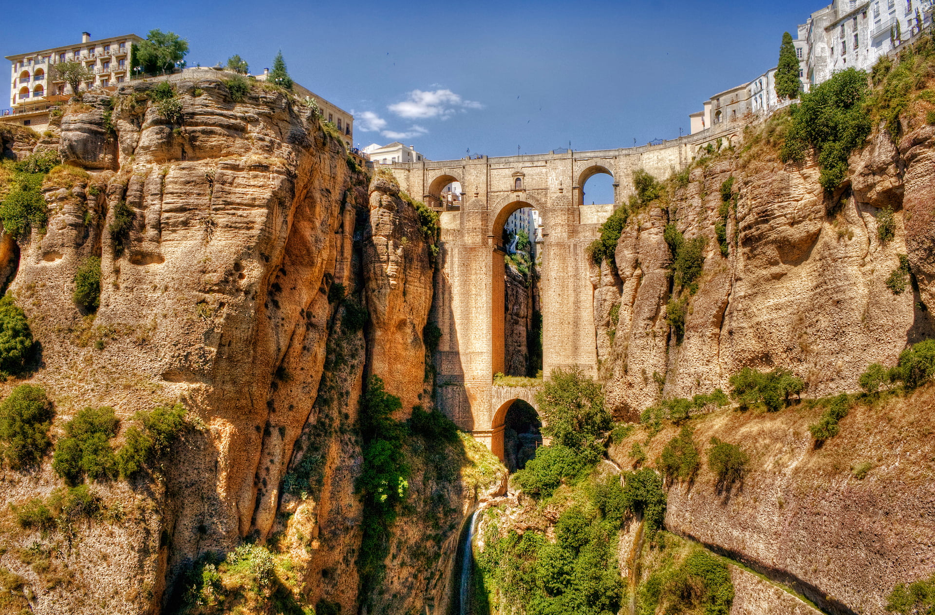 the sky, scenics, travel Destinations, Andalusia, rock, home, landscape, rock - Object, Ronda, mountain, solid, scenics - nature, brown, nature, plant, HD Wallpaper