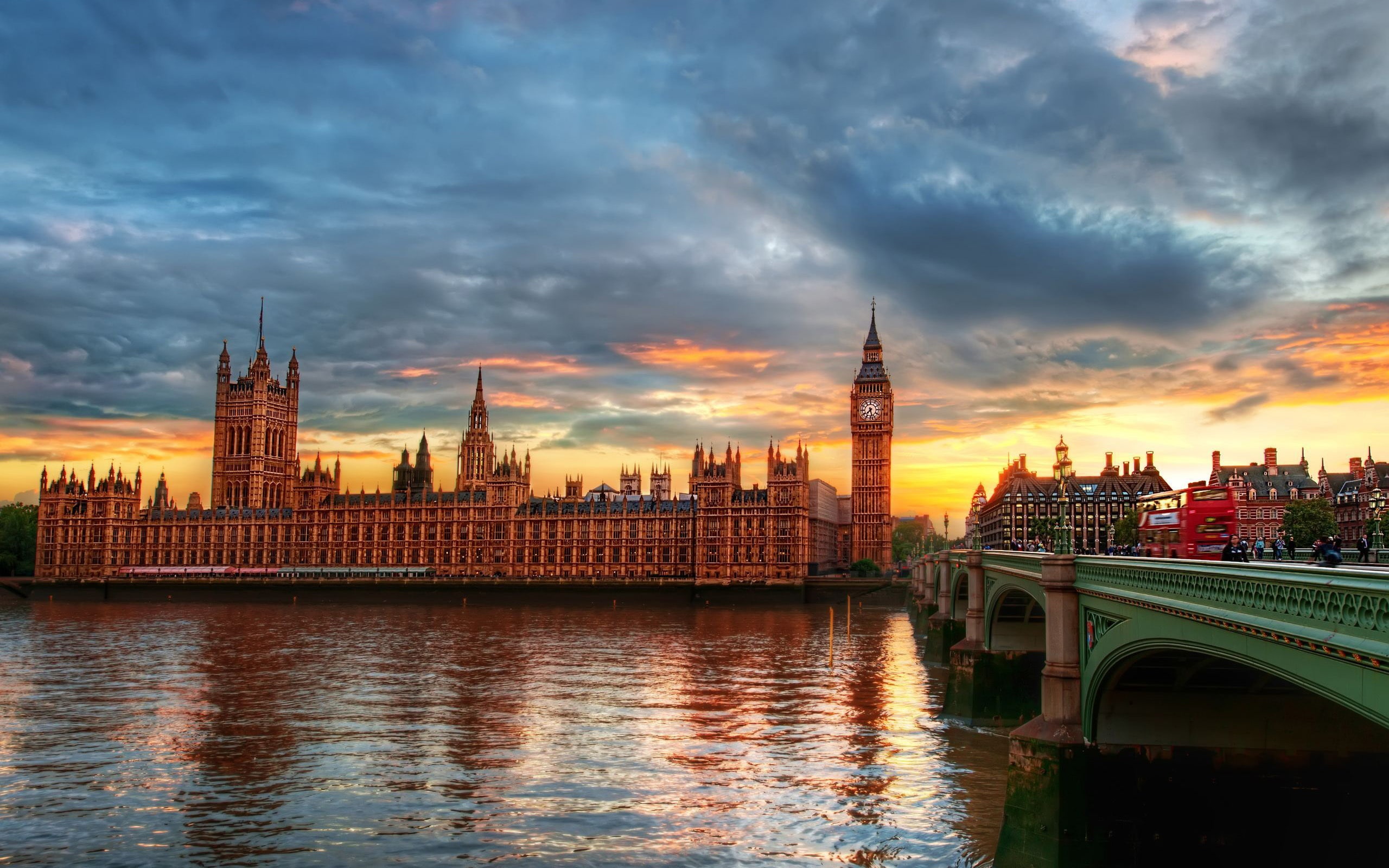 Dusk, London, England, 2K, HD Wallpaper