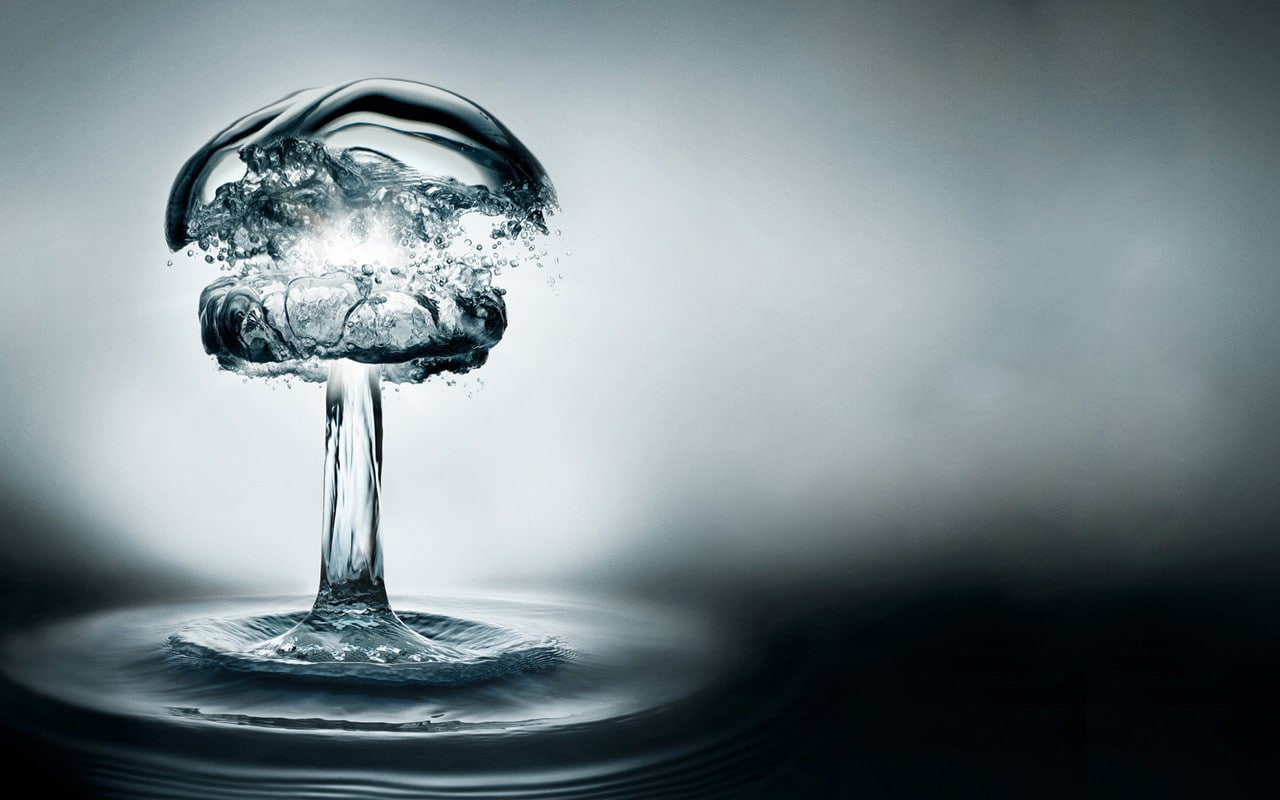 digital art, liquid, 720P, water drops, nuclear fungus, nuclear, water, ripples, HD Wallpaper