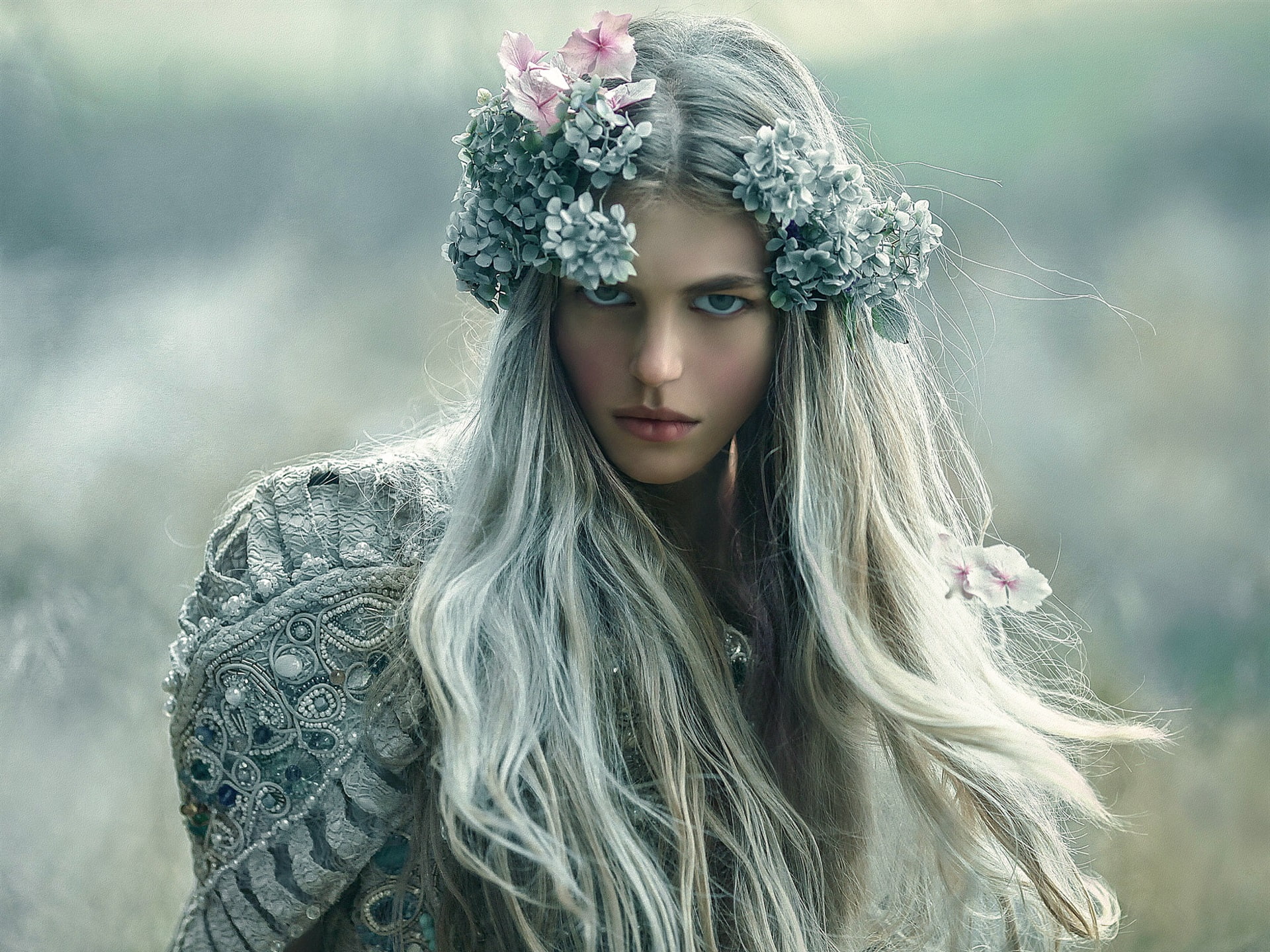 Wreath, blonde, Girl, haired, woman, character, anime, Long, 1080P, Makeup, Hair, HD Wallpaper