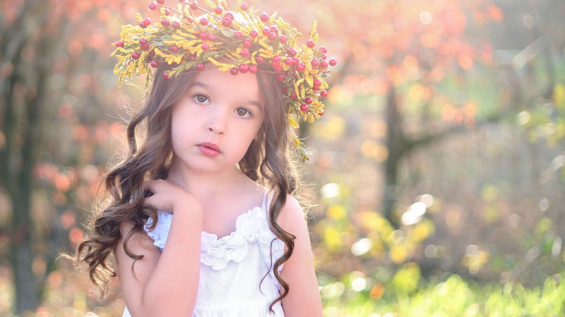 one person, child, cute, plant, headshot, childhood, portrait, brown hair, girls, fashion, offspring, hairstyle, females, nature, looking at camera, focus on foreground, HD Wallpaper