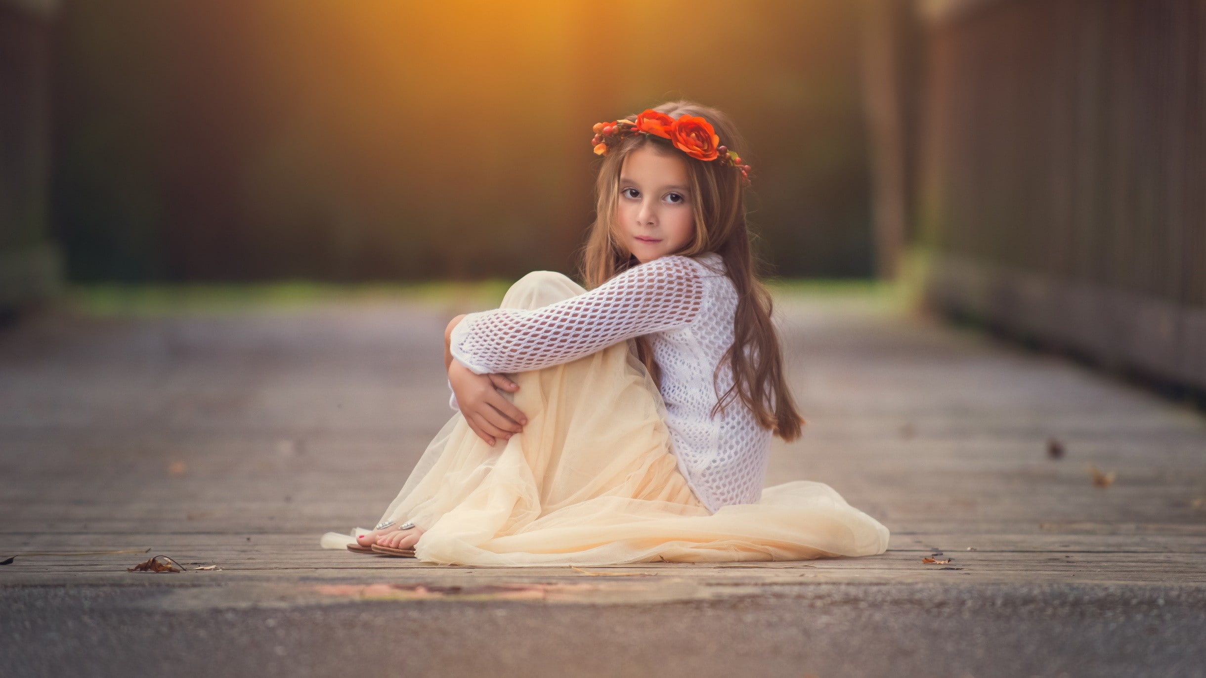 1080P, children, wreaths, HD Wallpaper