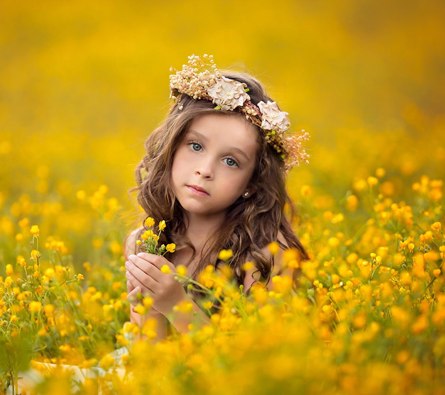 plant, freshness, looking at viewer, headshot, outdoors, hair, flower head, sitting, 720P, beauty in nature, front view, childhood, flowers, offspring, HD Wallpaper
