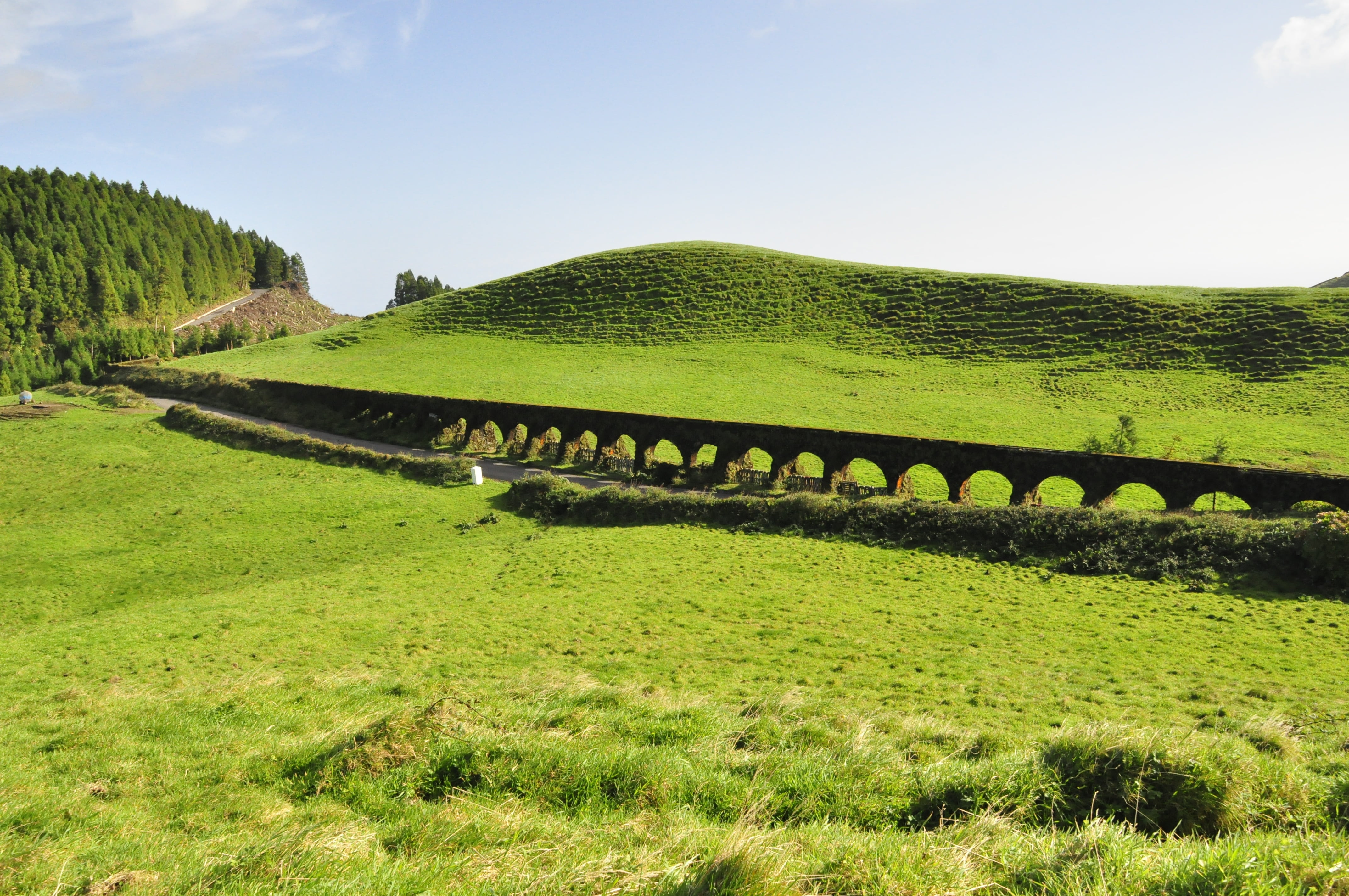growth, sky, sao miguel, architecture, green color, day, environment, nature, land, green, landscape, field, outdoors, island, beauty in nature, aqueduct, HD Wallpaper
