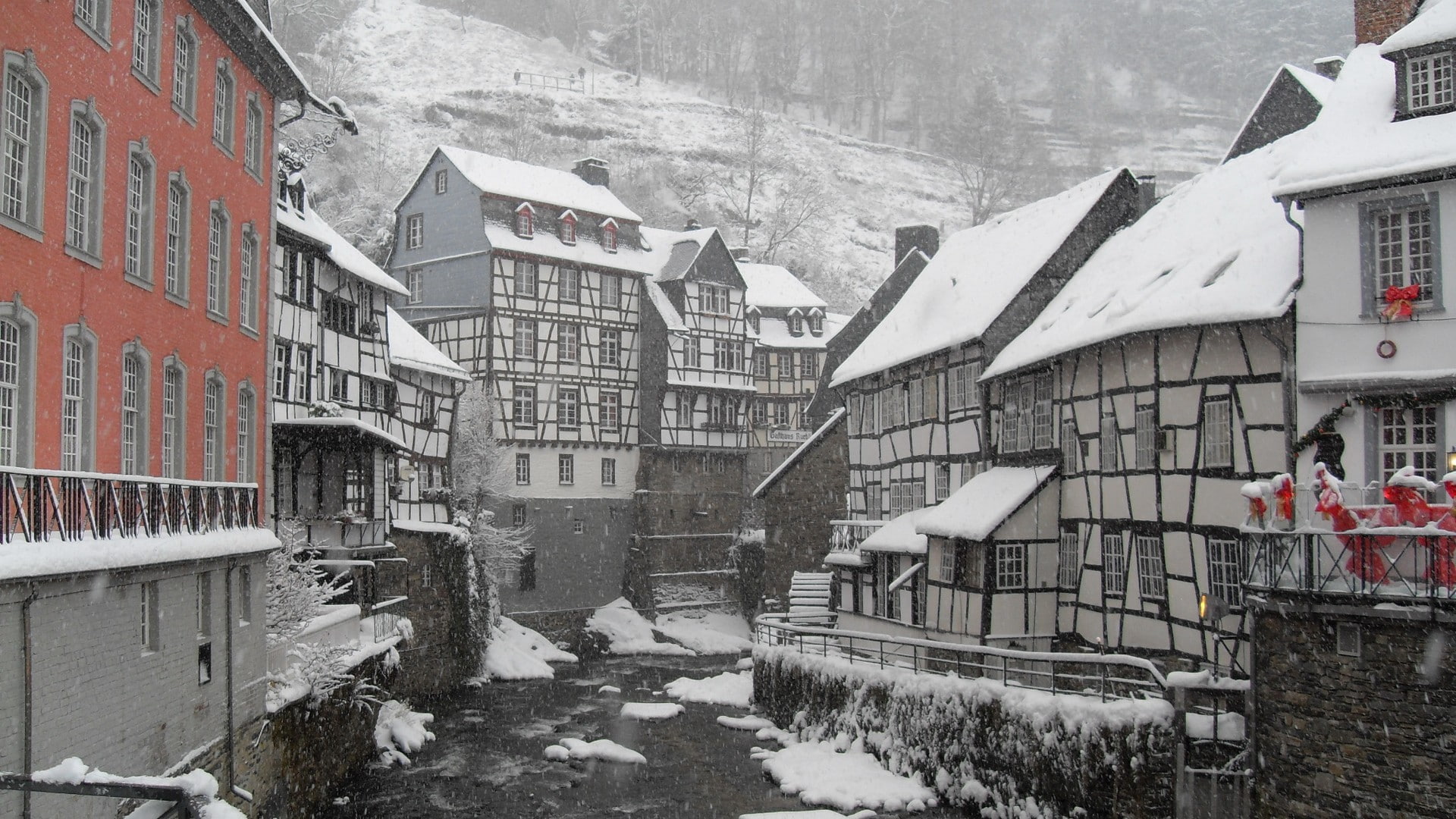1080P, house, mountains, snow, Germany, town, village, HD Wallpaper