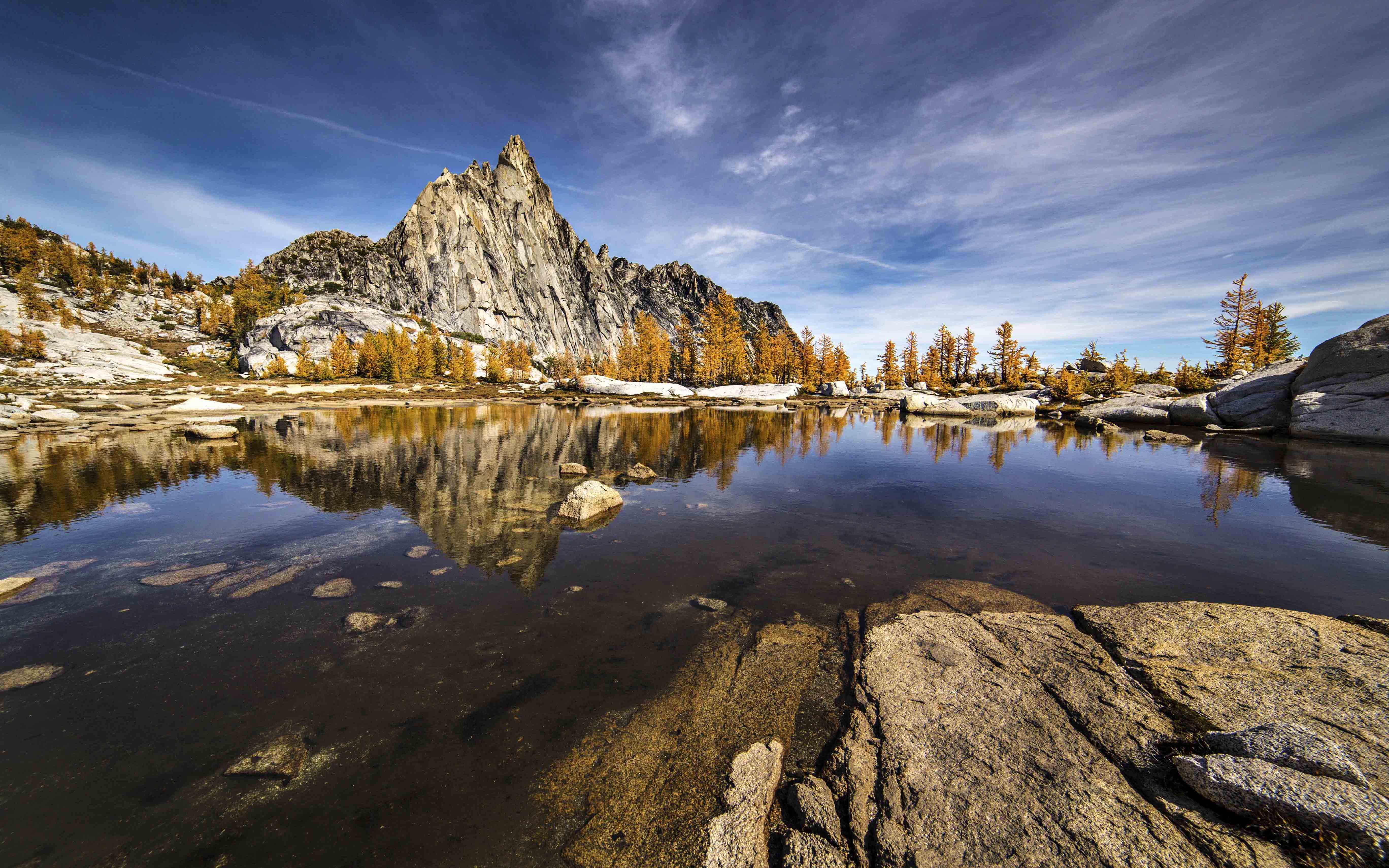prusik, formation, tranquil scene, hd, rock - object, desktop, sky, scenics - nature, wilderness, tree, cloud - sky, enchantments, non-urban scene, HD Wallpaper