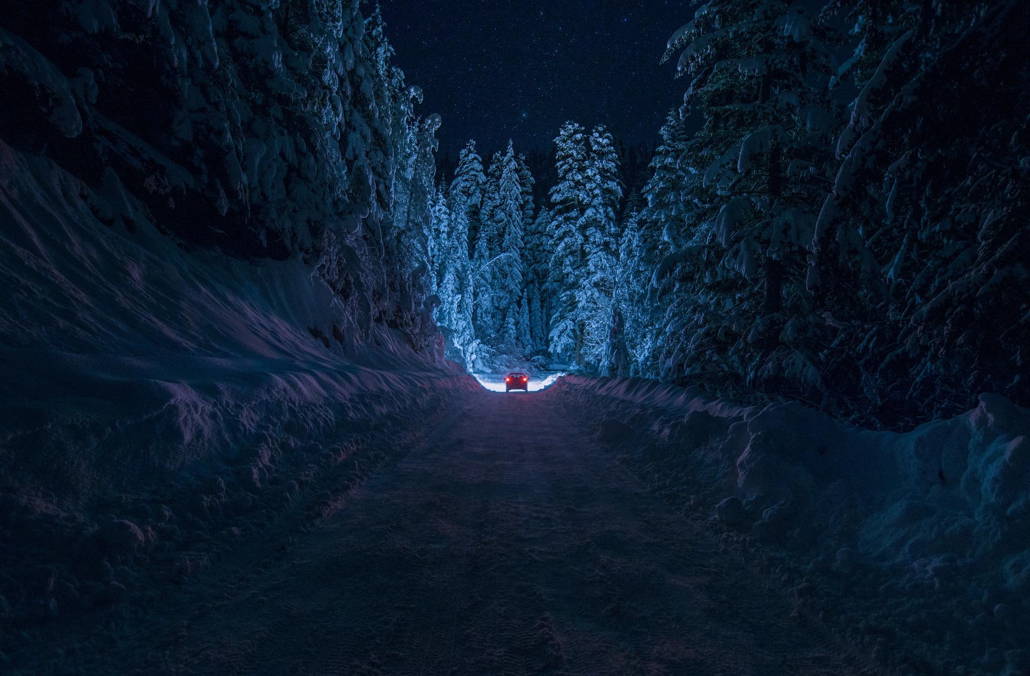 winter, snow, nature and landscapes, roads, enchanting, drive, forests, nature, travel, 1080P, HD Wallpaper