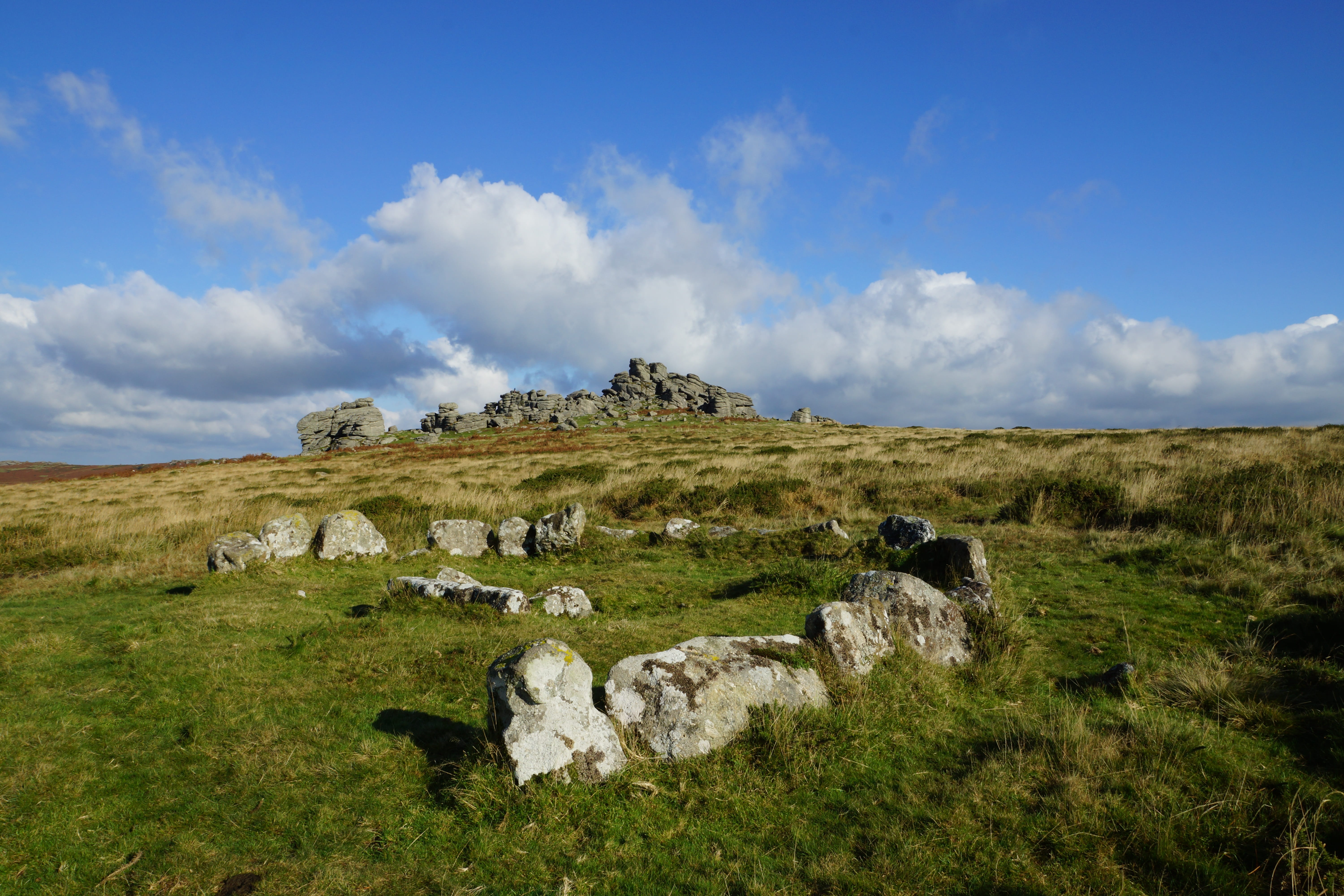 grass, sky, environment, Ancient, ancient history, solid, land, scenics - nature, stone, archaeology, cistvaen, no people, Stone Circle, ruined, granite, HD Wallpaper