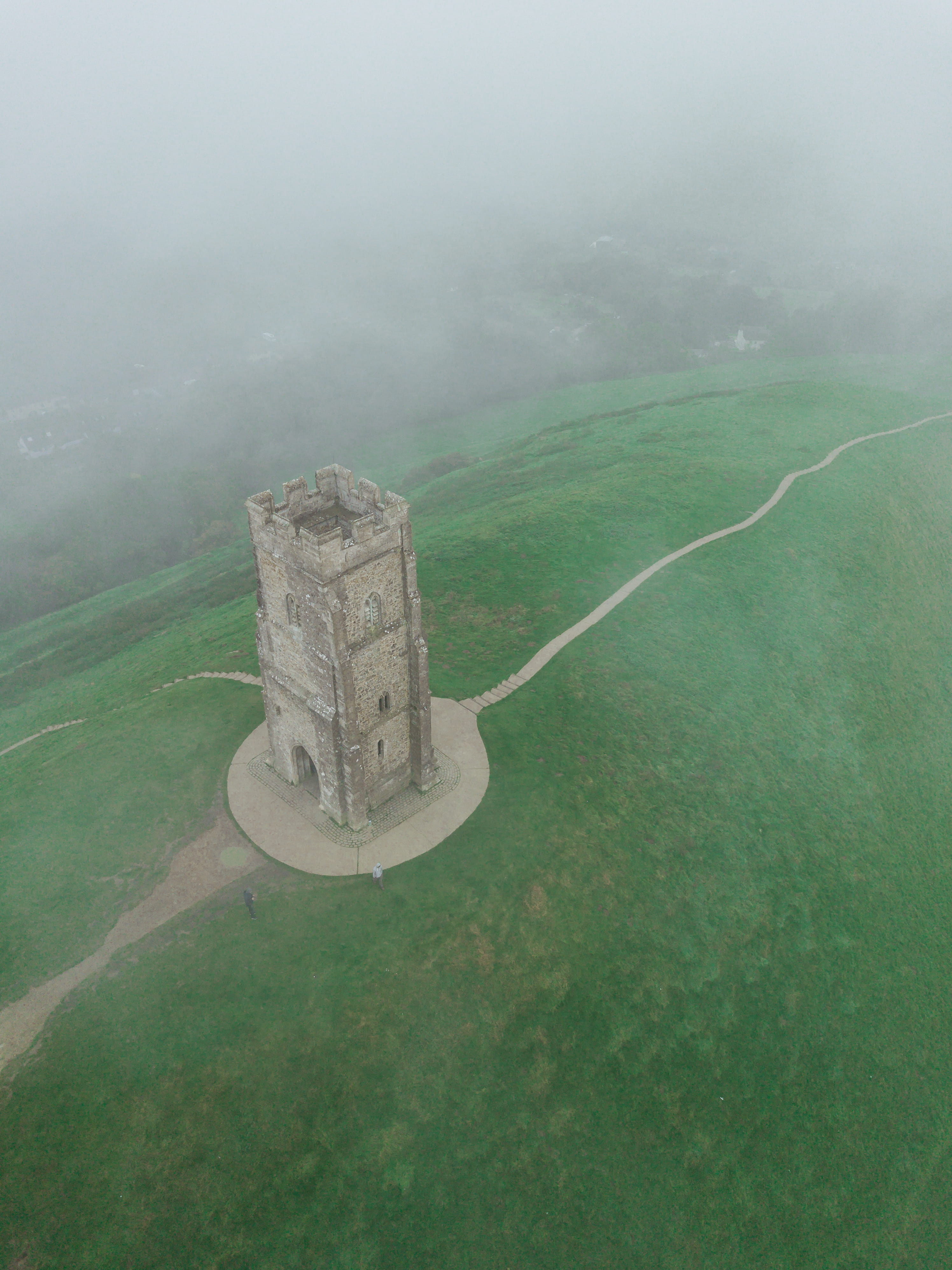 travel, morning, morning fog, day, 4K, environment, tree, landscape, aerial photography, somerset, land, scenics - nature, united kingdom, low fog, nature, Phone HD Wallpaper