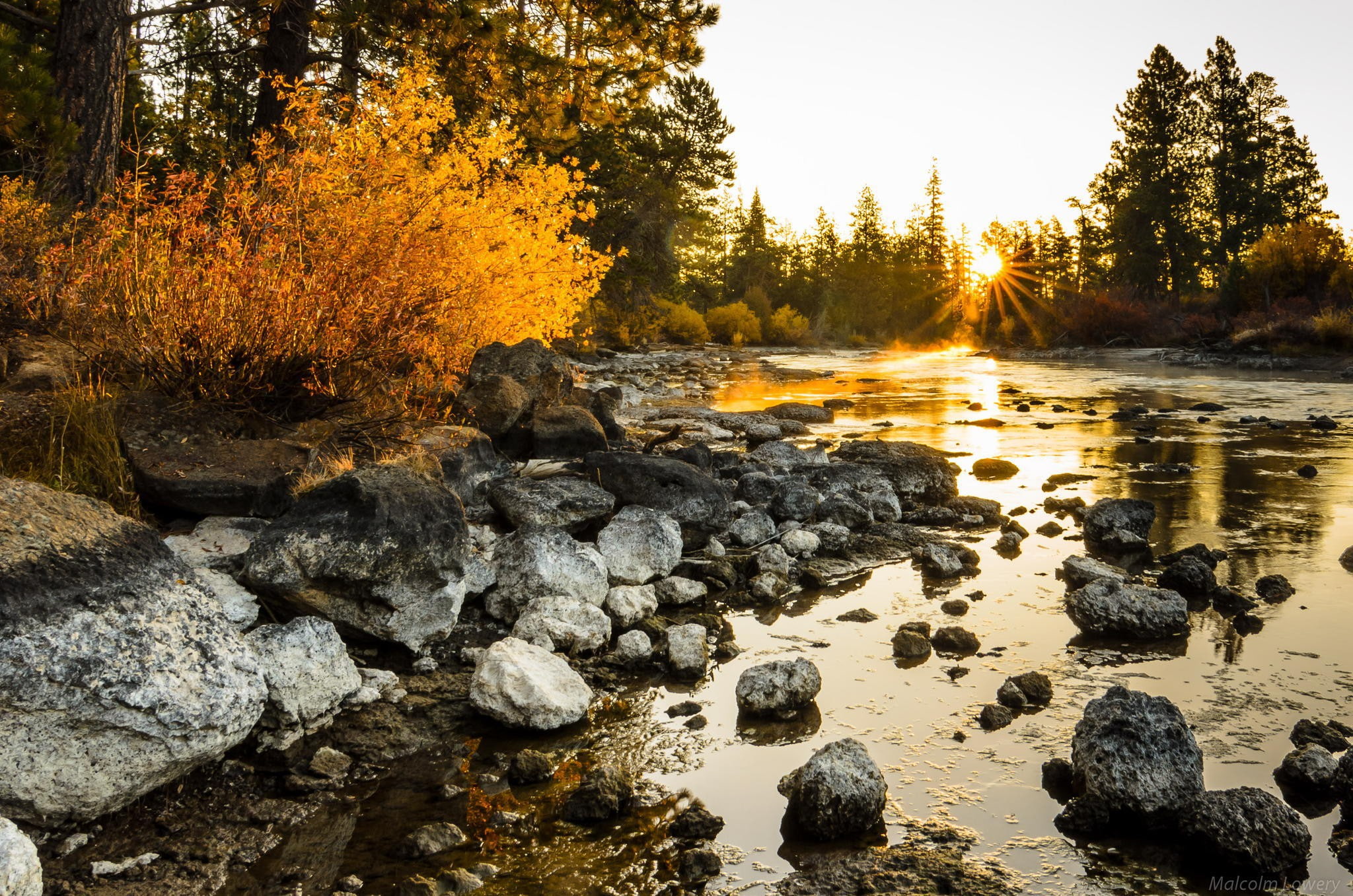 brown, Nature, morning, 1080P, river, stones, HD Wallpaper