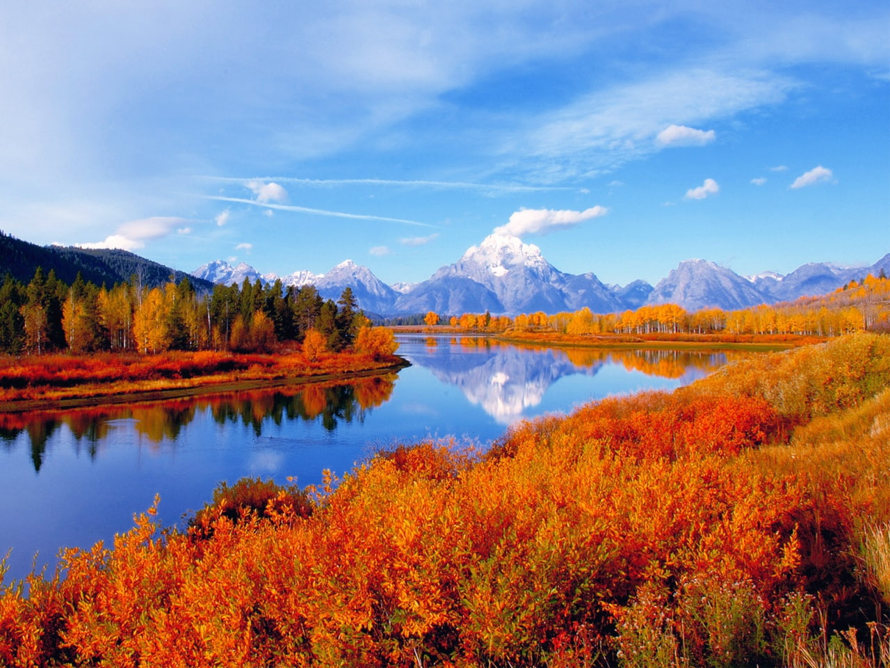 mountains, beautiful, autumn, 720P, nature, along, rivers, beauty, hd, river, Mouns, Clouds, art, HD Wallpaper