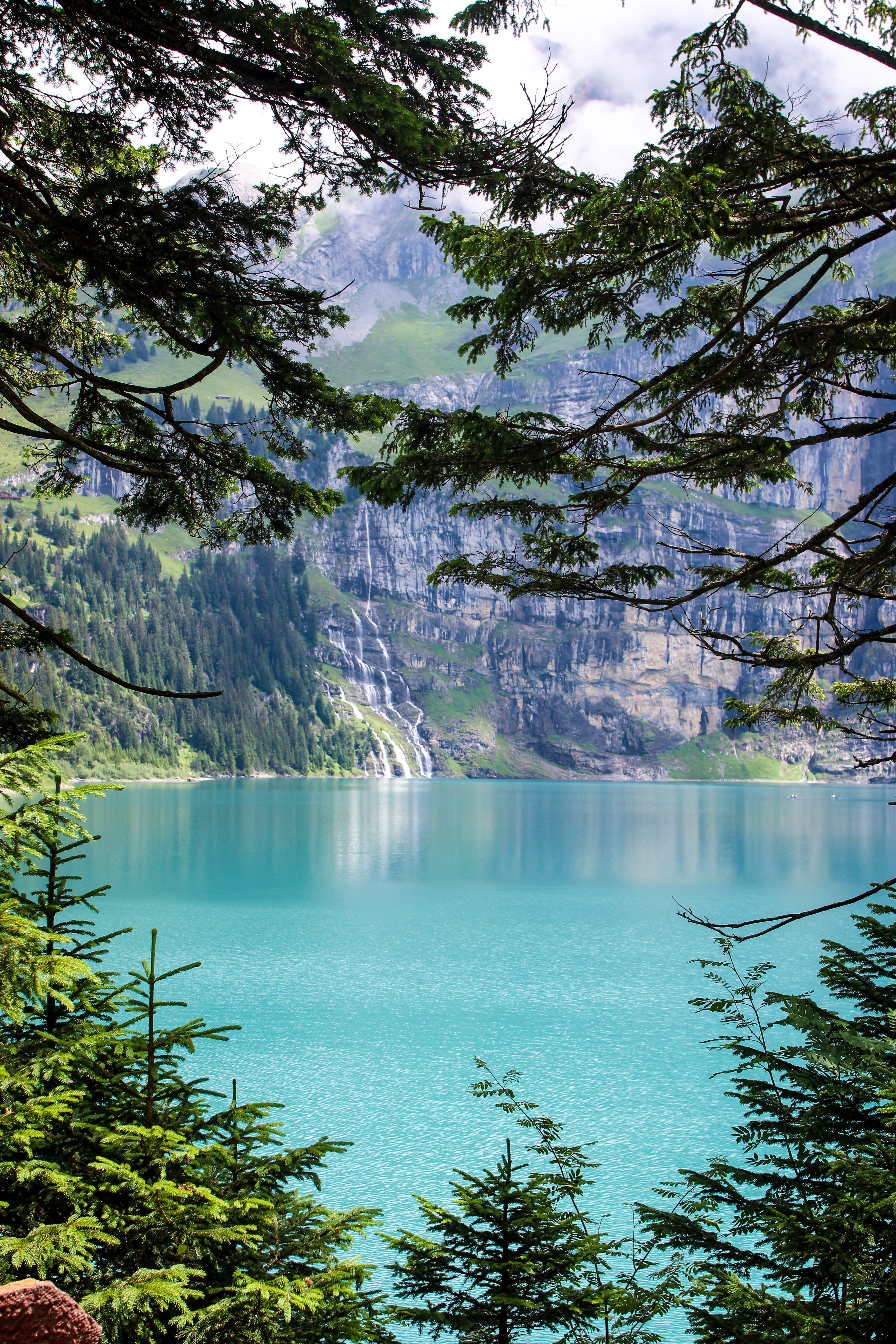 scenics - nature, outdoors, lagoon, fir, tranquil scene, blue see, growth, idyllic, beauty in nature, plant, abies, no people, non-urban scene, tree, scenery, Phone HD Wallpaper