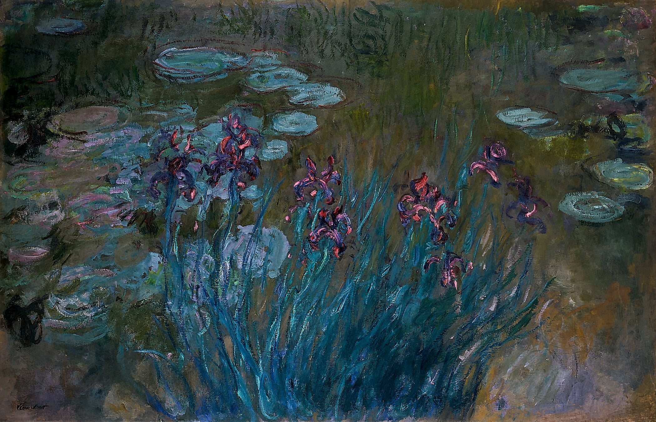1080P, Claude Monet, swamp, Irises and Water-Lilies, flowers, HD Wallpaper