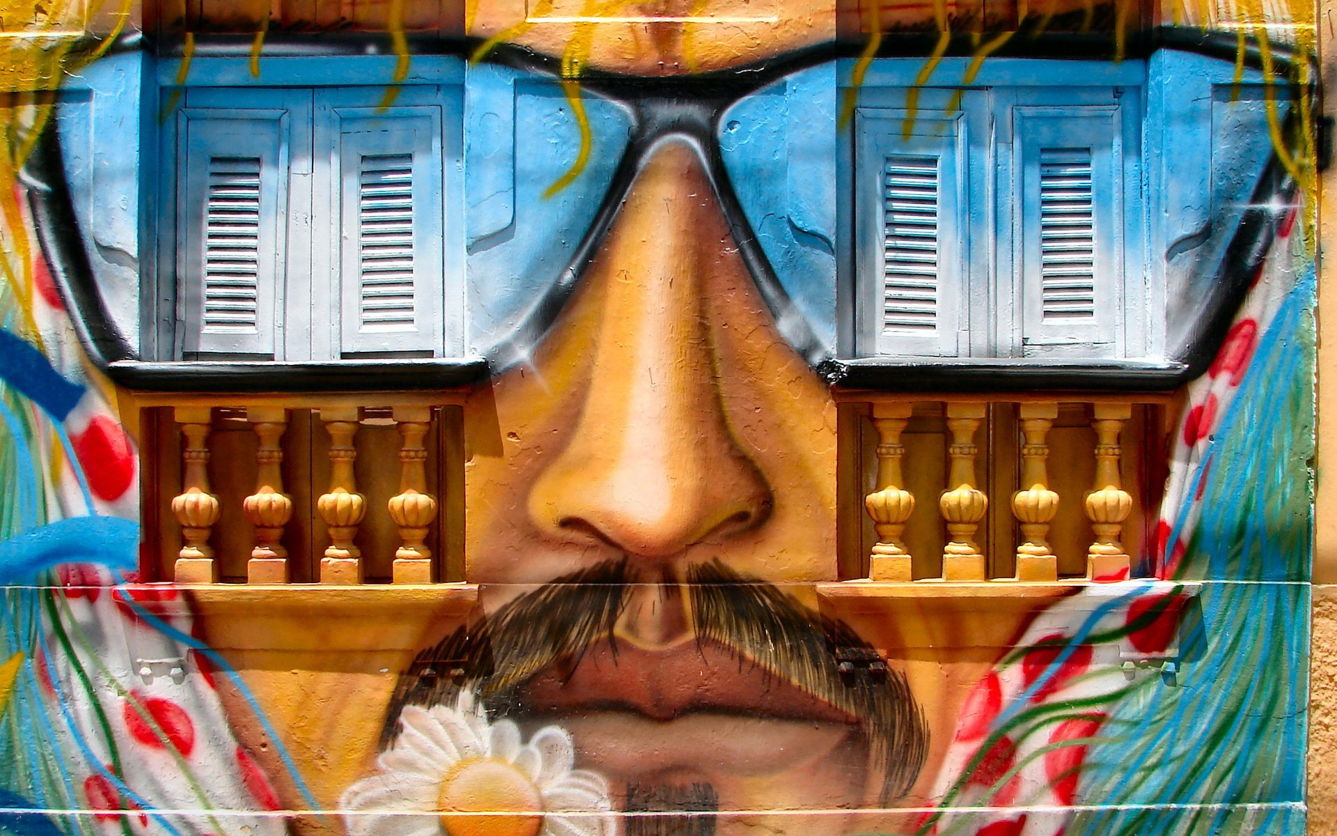 hd, x, 1920x1200 px, Graffiti, mustache, dragonball, Flowers, anime, house, window, art, Nose, men, 1080P, px, HD Wallpaper