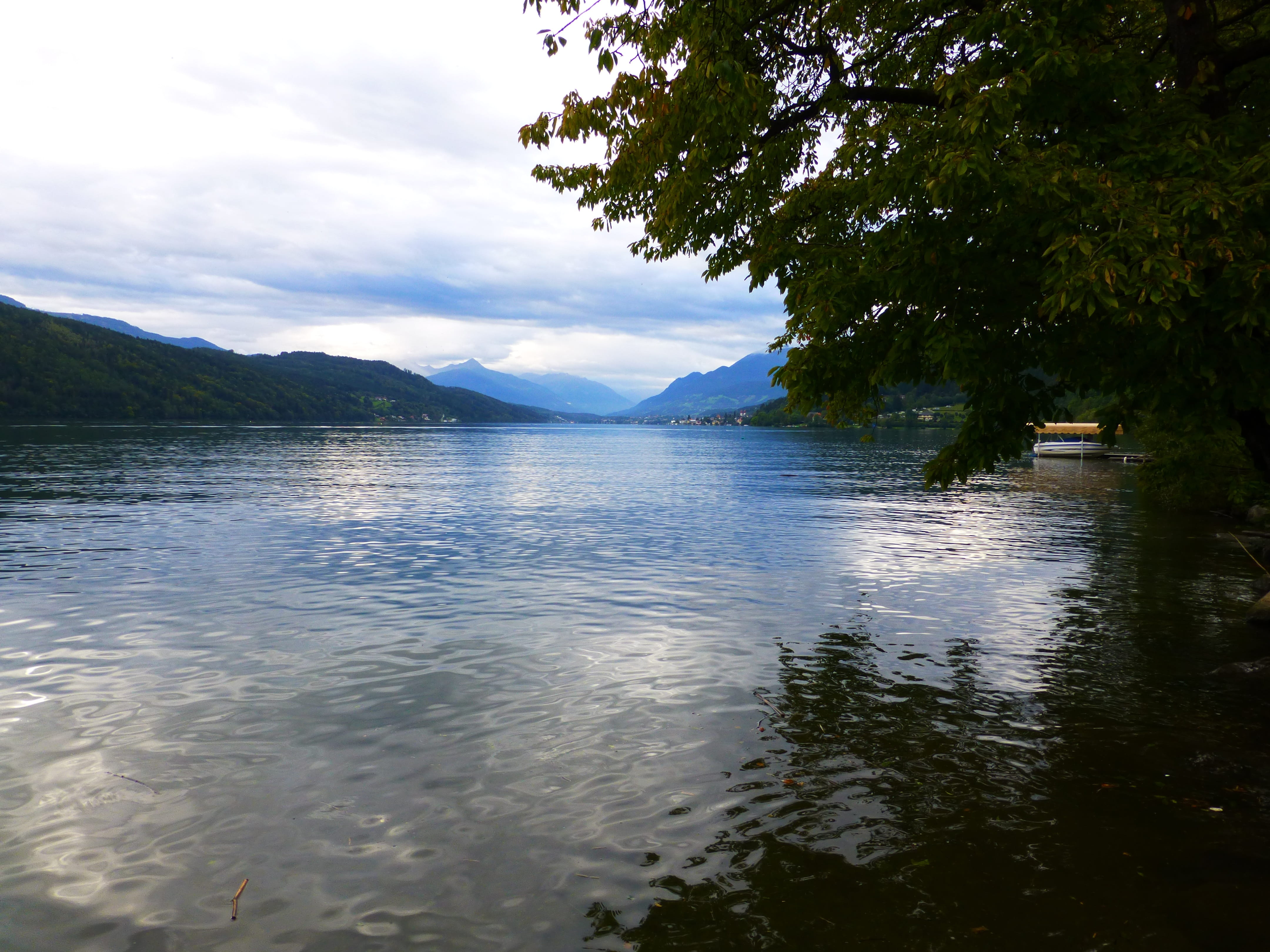 tranquility, waterfront, millstatt, tree, atmosphere, idyllic, carinthia, evening, twilight, no people, scenics - nature, reflection, abendstimmung, mountain, HD Wallpaper