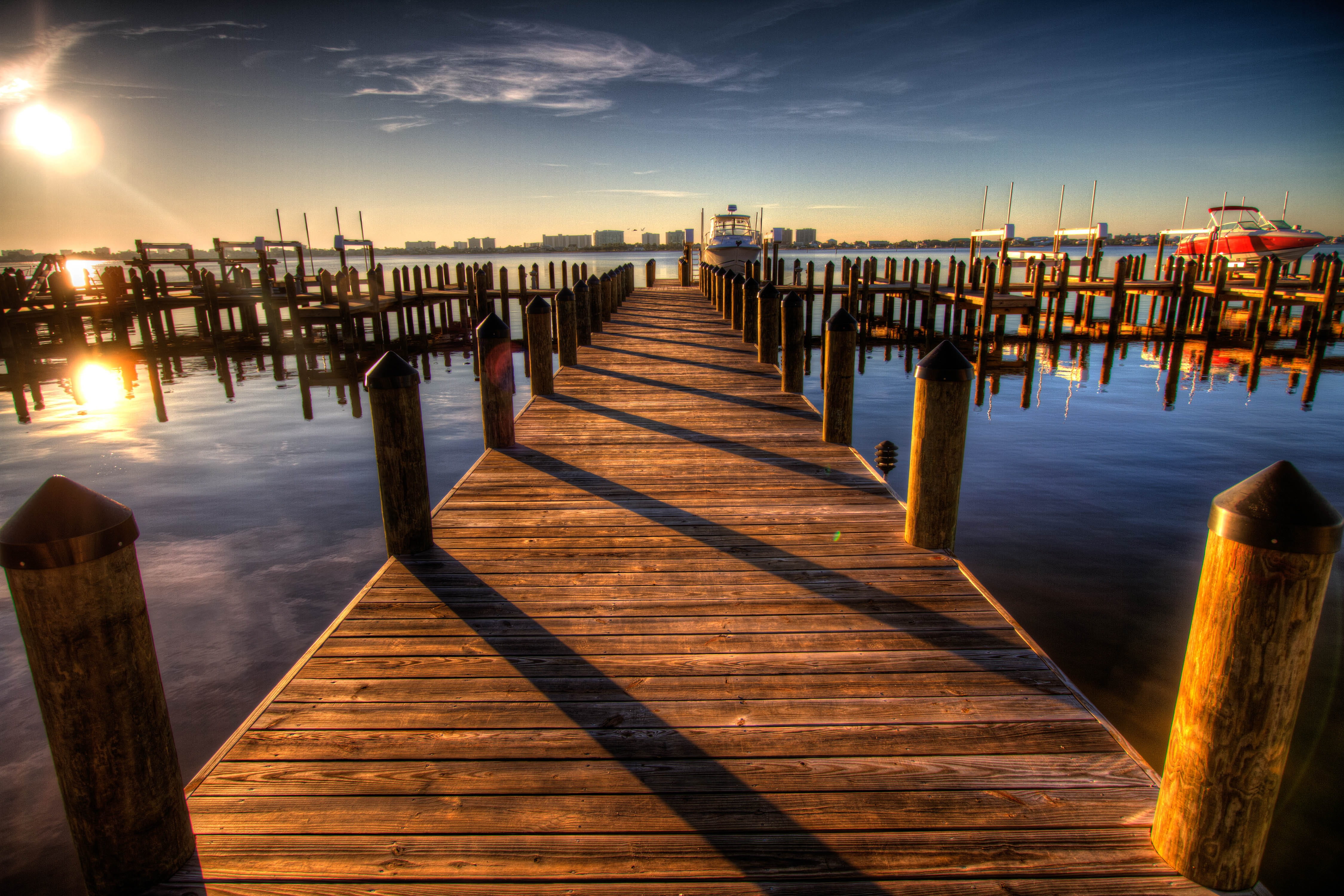 seaside, tranquility, dock, wooden, jetty, twilight, wood, nautical vessel, pier, water, walkway, wood - material, beauty in nature, cloud - sky, wood paneling, HD Wallpaper