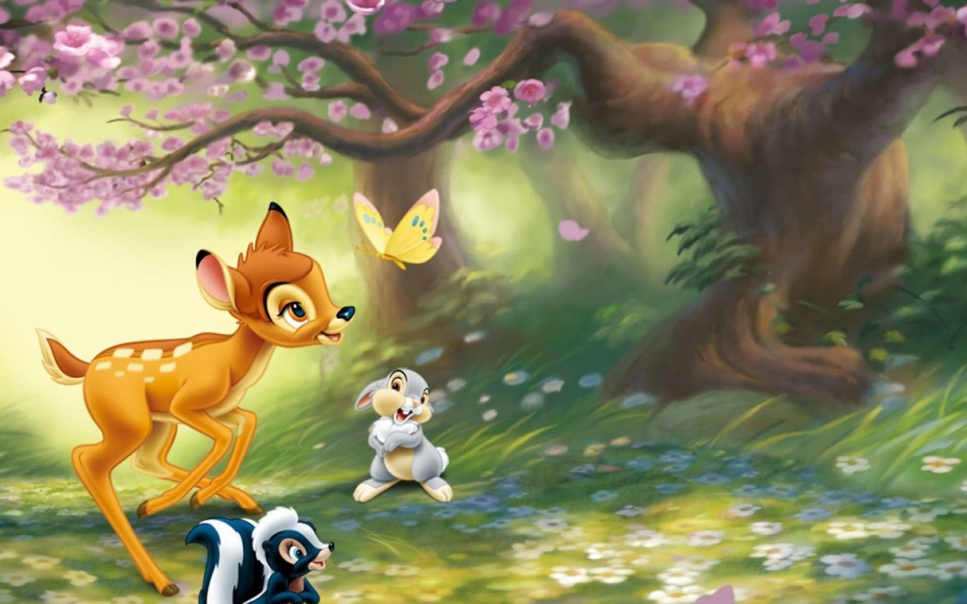 no people, domestic animals, outdoors, nature, Movie, celebration, tree, vertebrate, plant, Bambi, small, 1080P, animal wildlife, figurine, toy, grass, HD Wallpaper