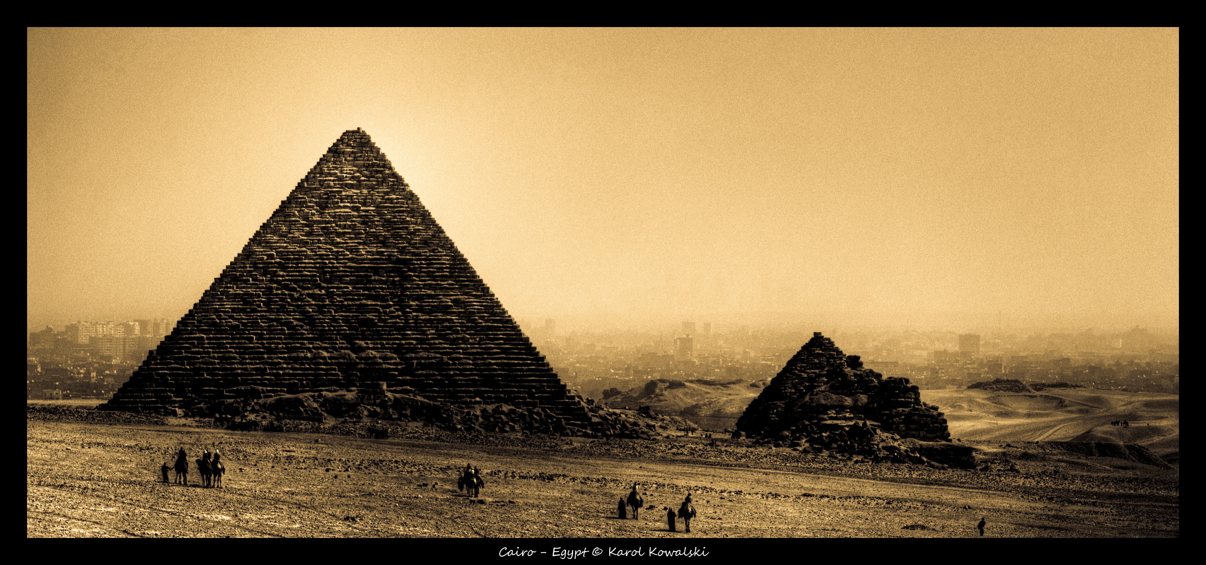 sepia, photography, 4K, pyramid, Egypt, HD Wallpaper
