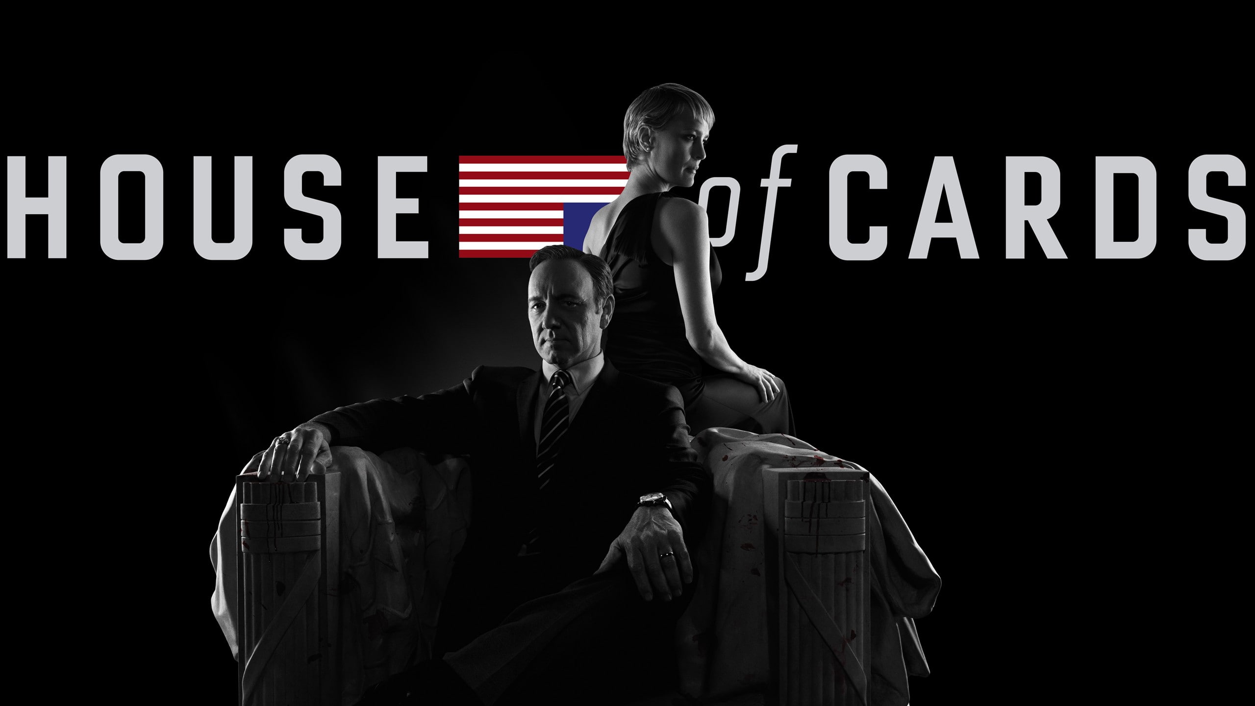 young men, human representation, male likeness, frank underwood kevin spacey robin wright claire underwood sitting couple house of cards american flag black background tv, HD Wallpaper