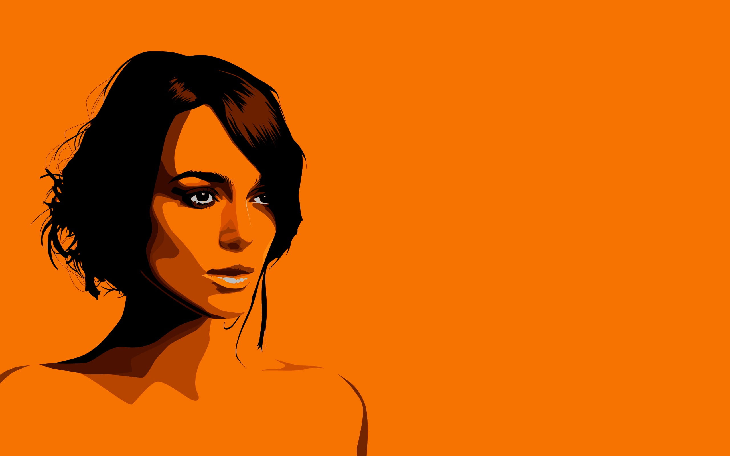 lifestyles, beautiful woman, digital composite, women, illustration, orange background, Keira Knightley, actress, hairstyle, one person, woman, profile view, HD Wallpaper