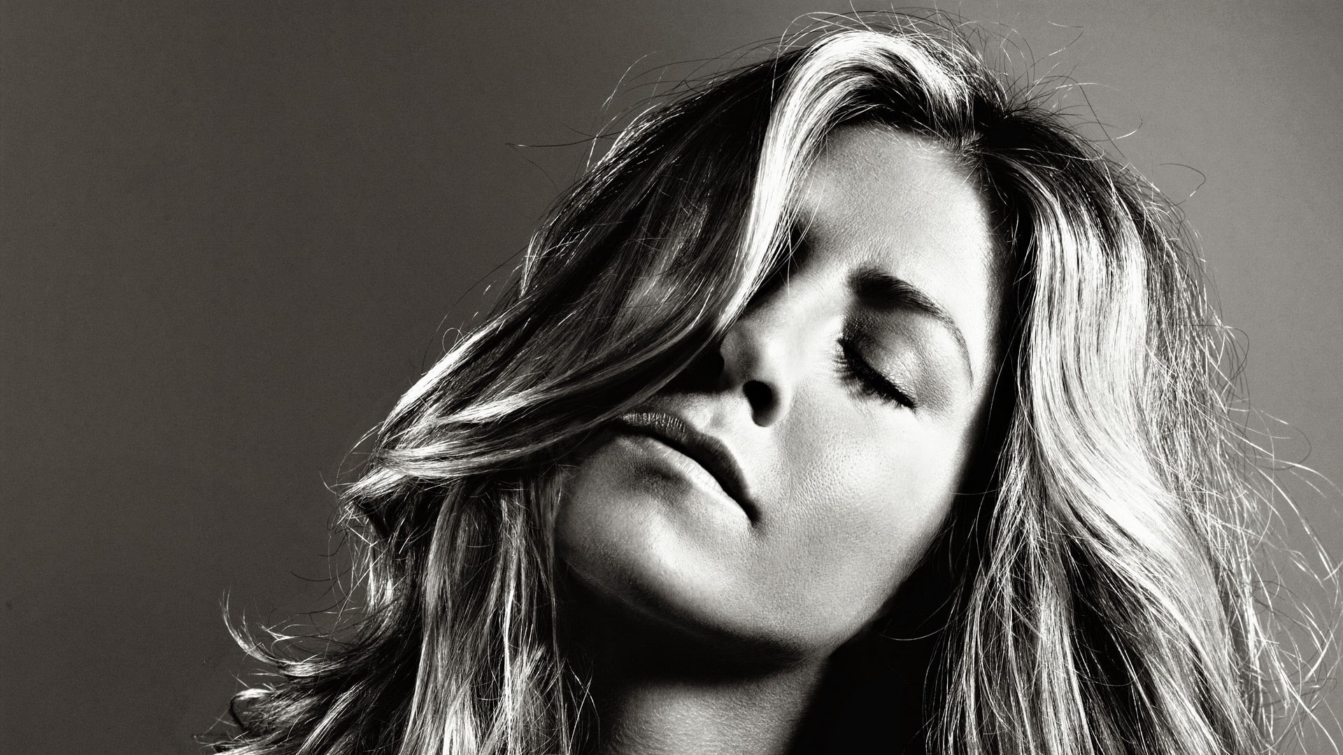one person, actress, long hair, beautiful woman, eyes closed, aggression, young adult, sadness, close-up, Jennifer Aniston, studio shot, closeup, teenager, HD Wallpaper