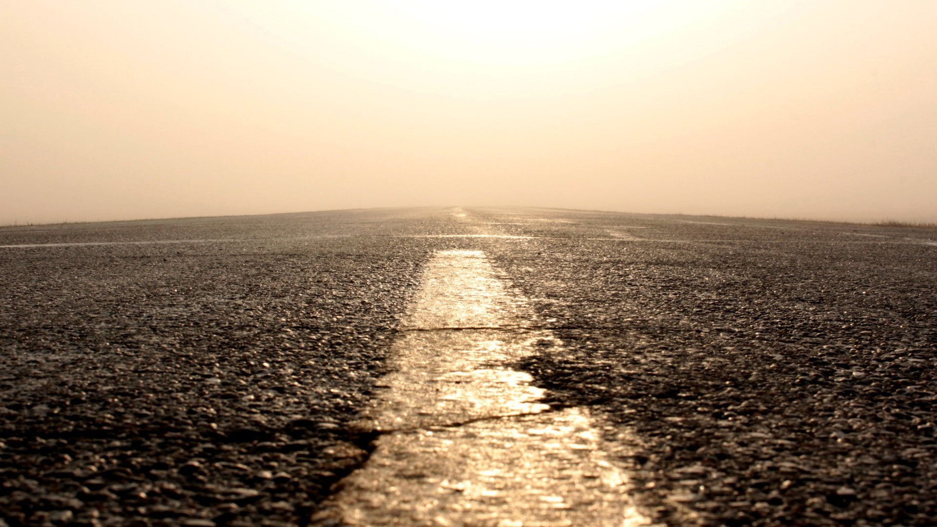 asphalt, diminishing perspective, direction, beige, landscape, journey, nature, macro, 1080P, sepia, sun, dark, no people, travel, sign, environment, worms eye view, HD Wallpaper