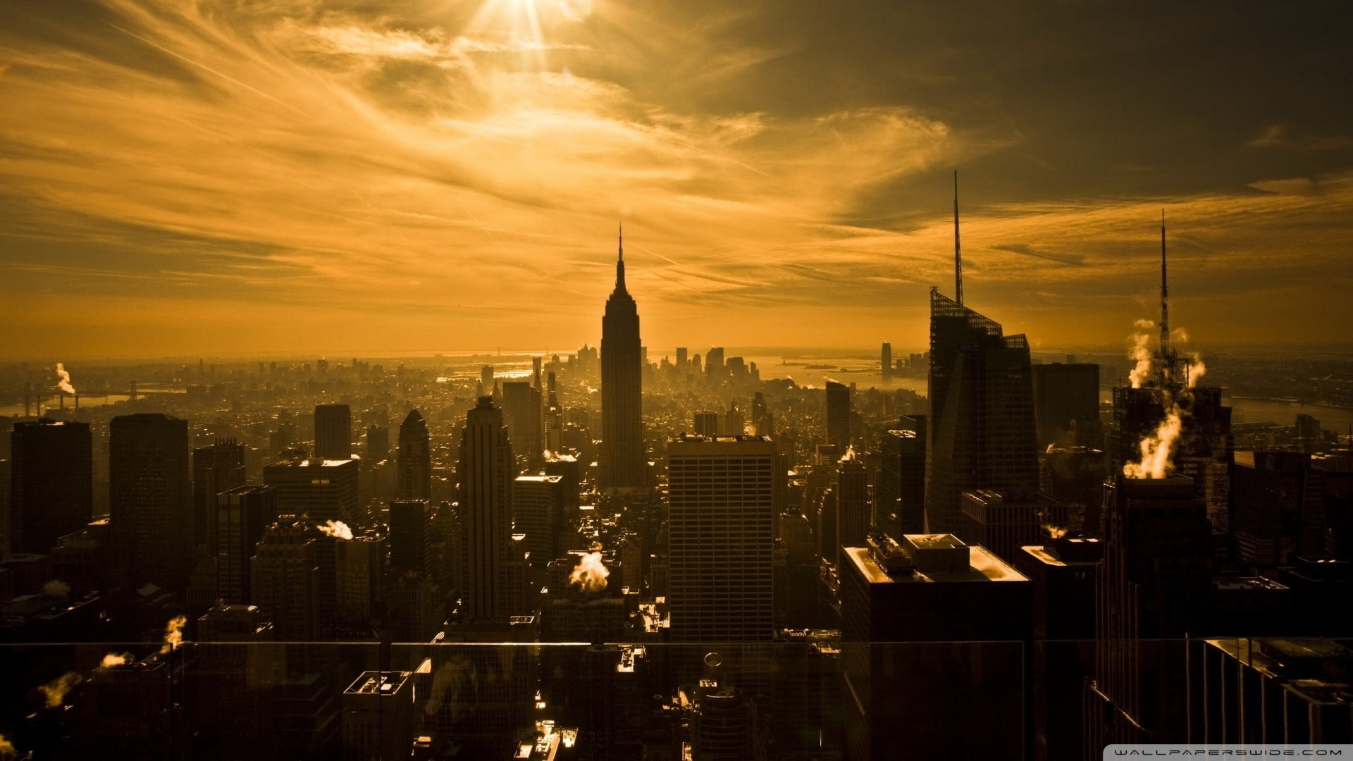 cityscape, cloud - sky, lamp, modern, financial district, office, tower, building, office building exterior, tall - high, no people, spire, landscape, sunset, HD Wallpaper