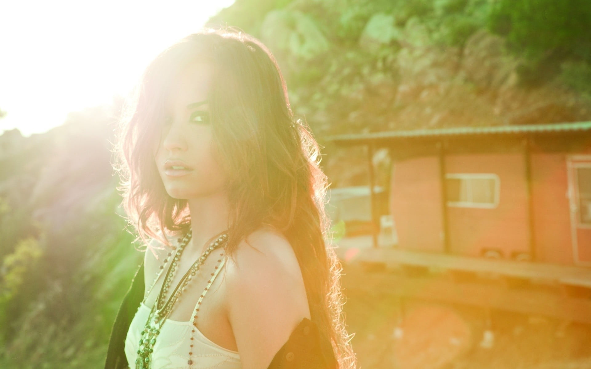 singer, adult, day, smiling, beautiful woman, women, Demi Lovato, beauty, long hair, headshot, young adult, face, young women, one person, contemplation, HD Wallpaper